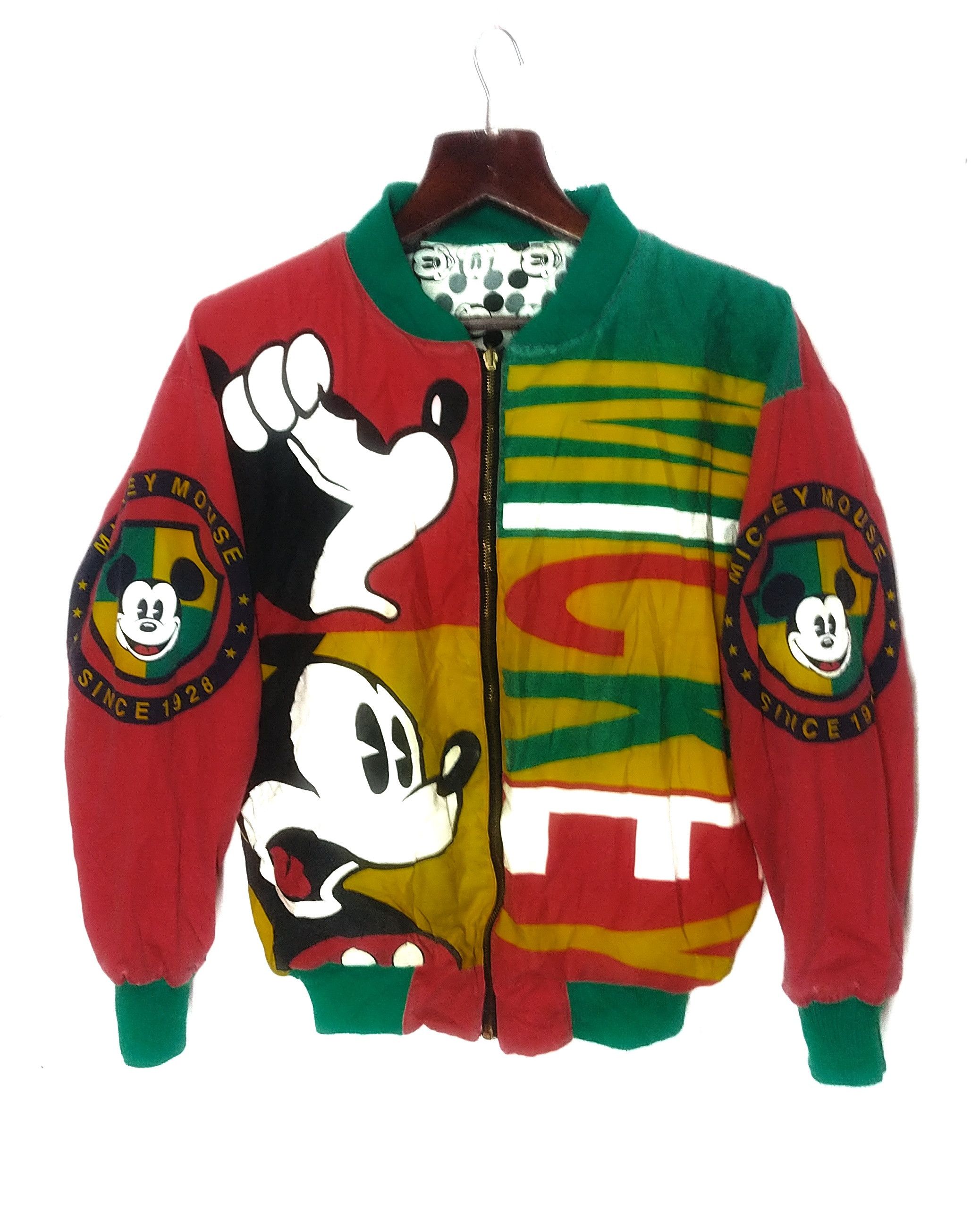 Vtg Disney Mickey Mouse overprint reversible bomber jacket