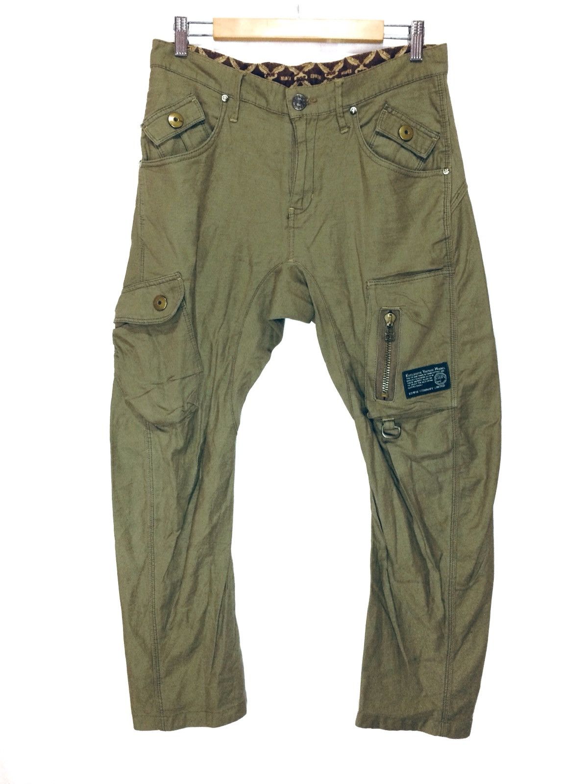 Edwin Edwin Multi Pocket Utility Cargo Pant Army Punk Design Size US 33 - 1 Thumbnail