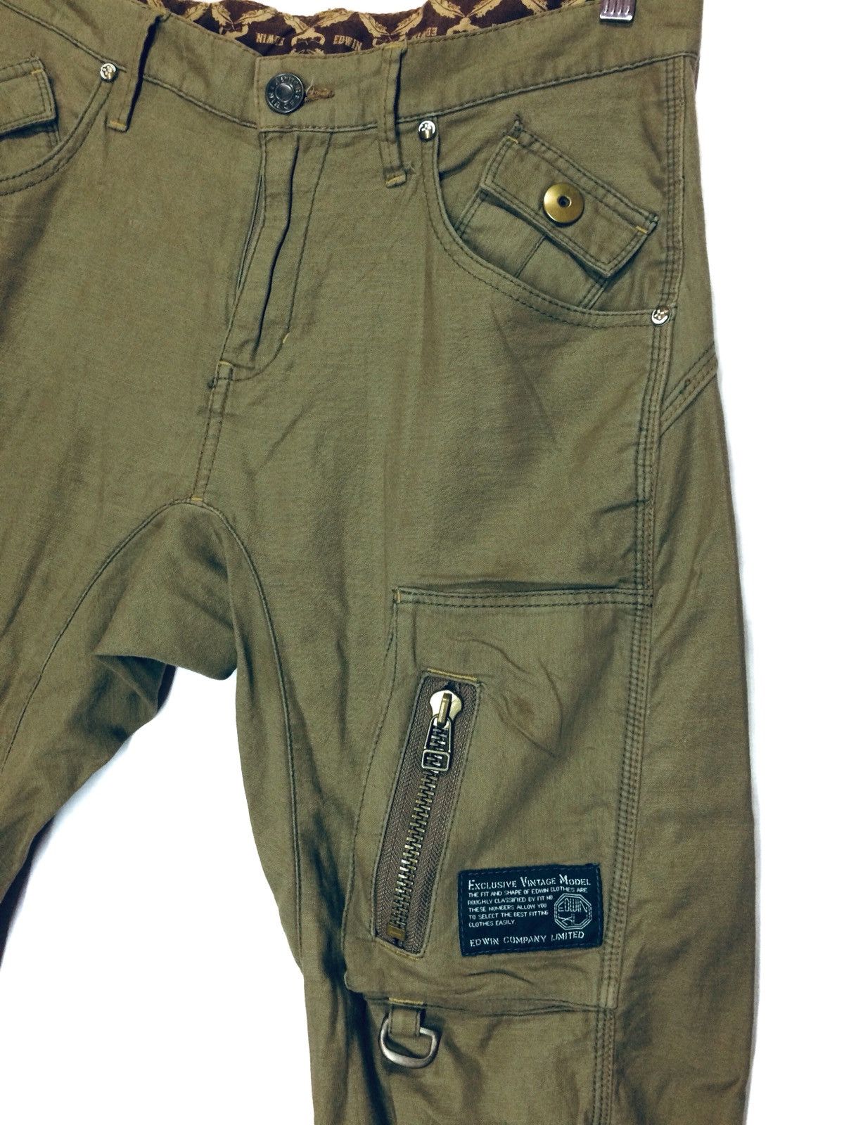 Edwin Edwin Multi Pocket Utility Cargo Pant Army Punk Design Size US 33 - 2 Thumbnail