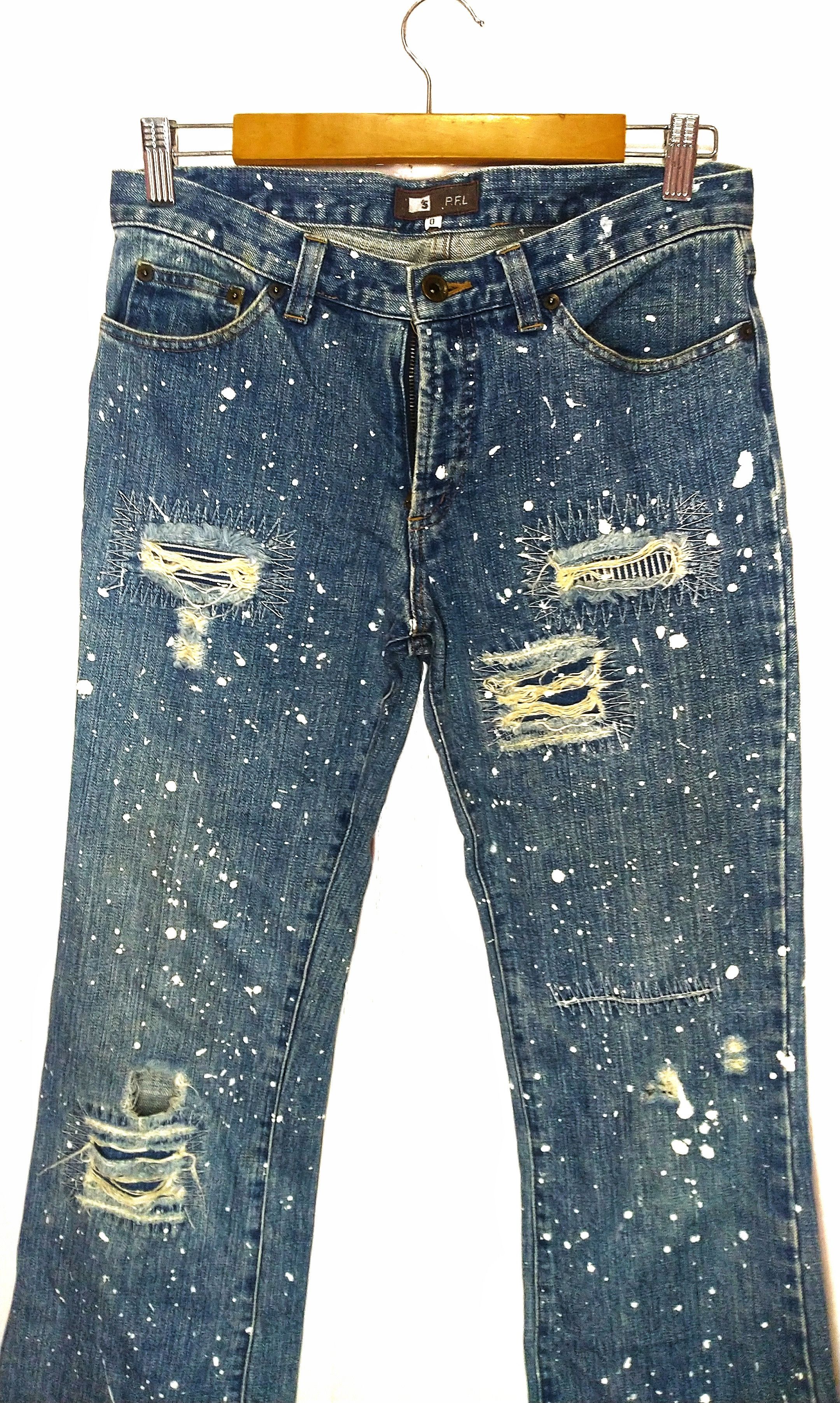 Japanese Brand Helmut Lang style by P.F.L painter denim Boro patchwork Size US 32 / EU 48 - 2 Thumbnail