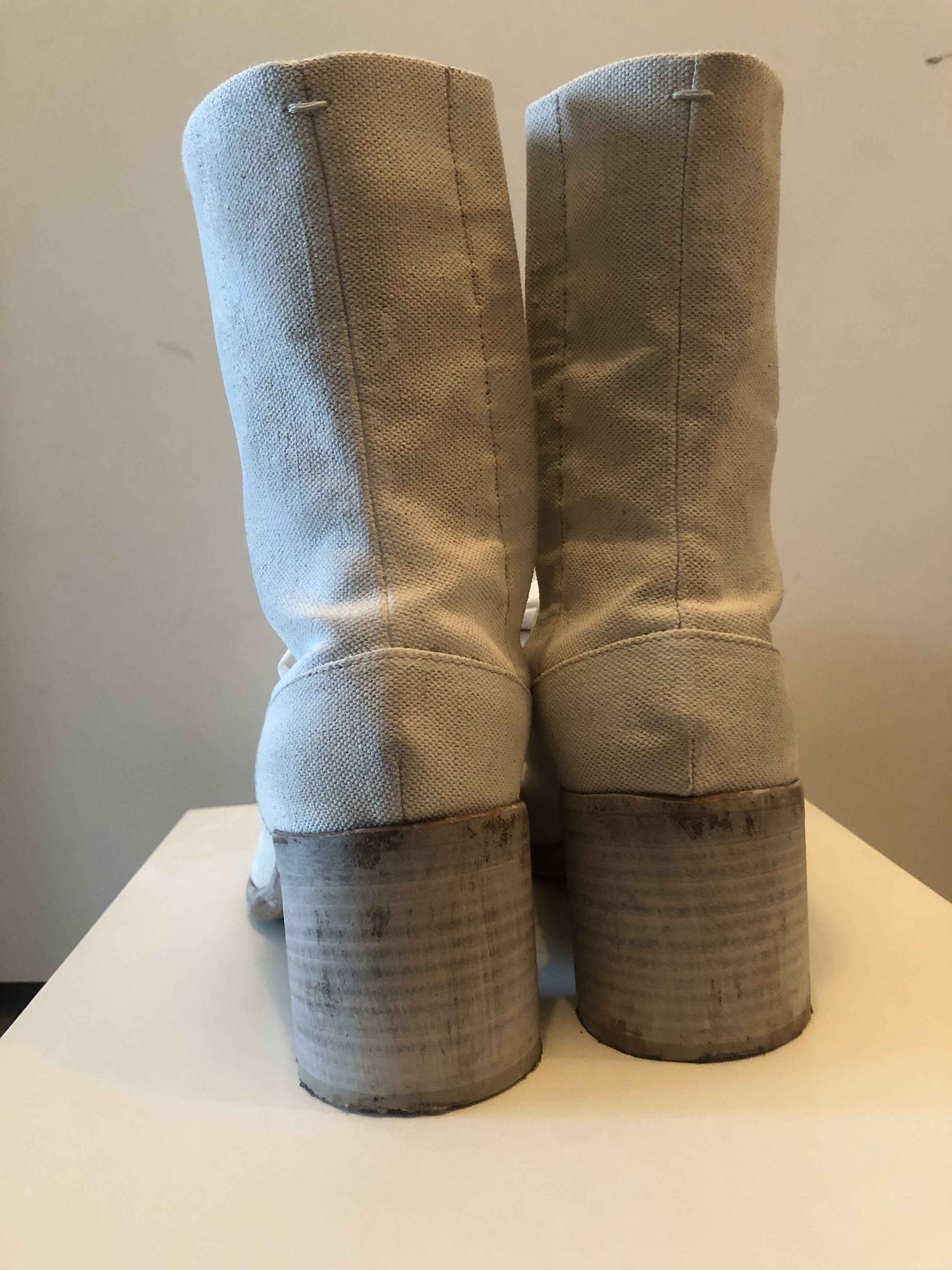Maison Margiela Off-White Bianchetto Mid Heel Tabi Boots Size US 7 / IT 37 - 5 Thumbnail
