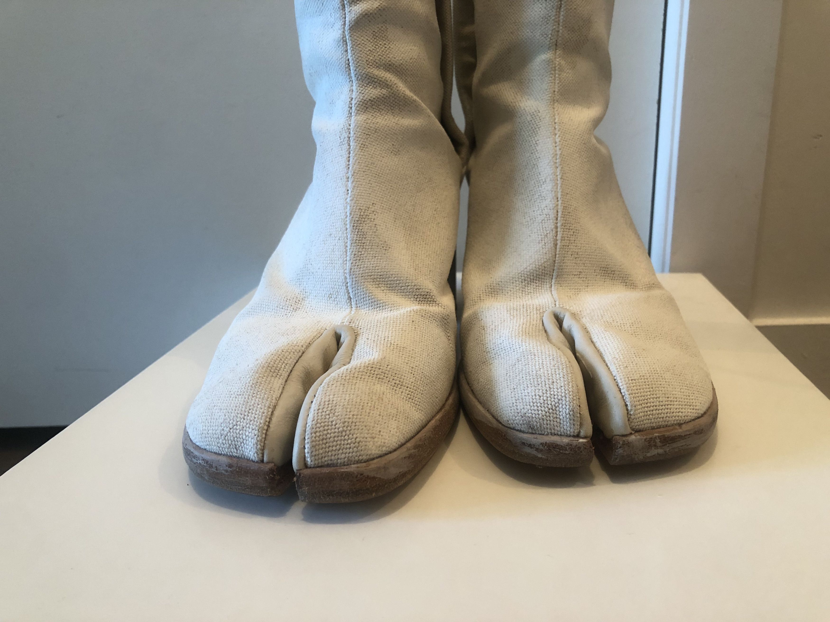 Maison Margiela Off-White Bianchetto Mid Heel Tabi Boots Size US 7 / IT 37 - 4 Thumbnail