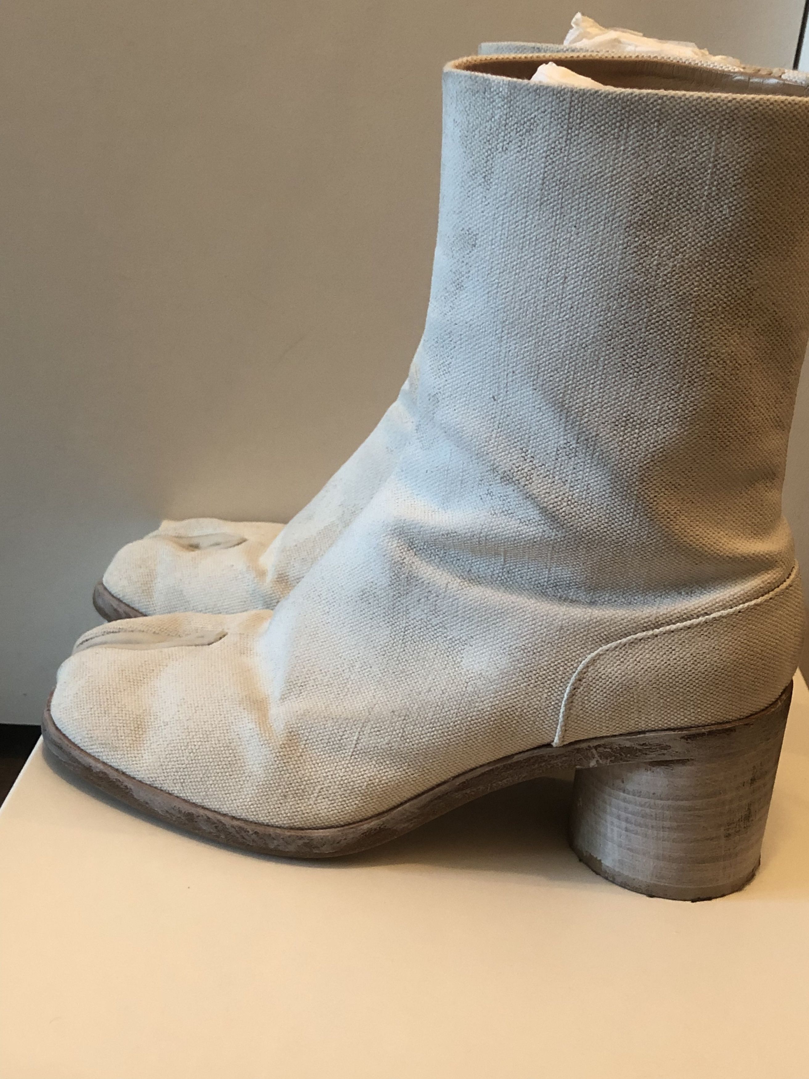Maison Margiela Off-White Bianchetto Mid Heel Tabi Boots Size US 7 / IT 37 - 2 Thumbnail