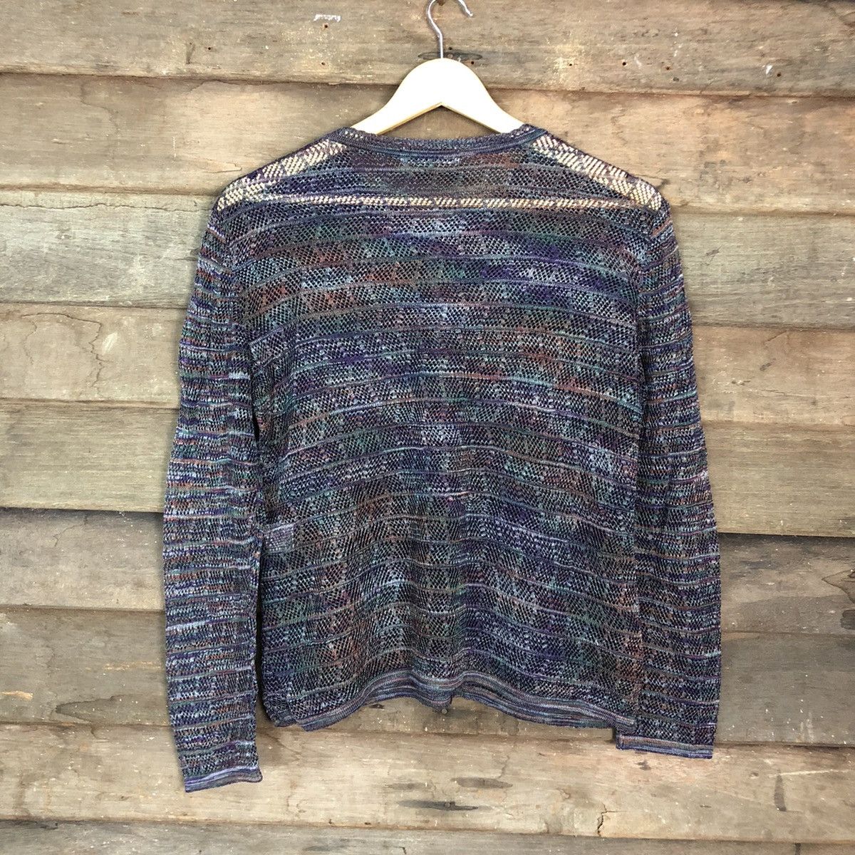 Homespun Knitwear × Japanese Brand Rogica mesh net crochet Purple sexy cardigan Knitwear #c680 Size US M / EU 48-50 / 2 - 10 Thumbnail