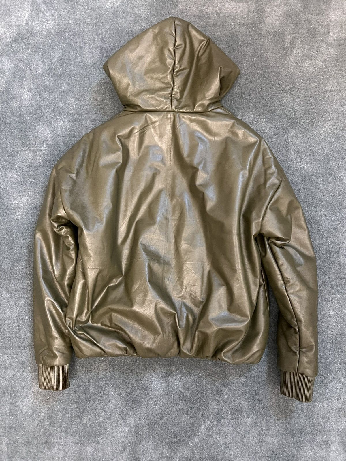 Loewe $8550 Loewe Zip-Up Puffer Leather Hoodie Green | Grailed