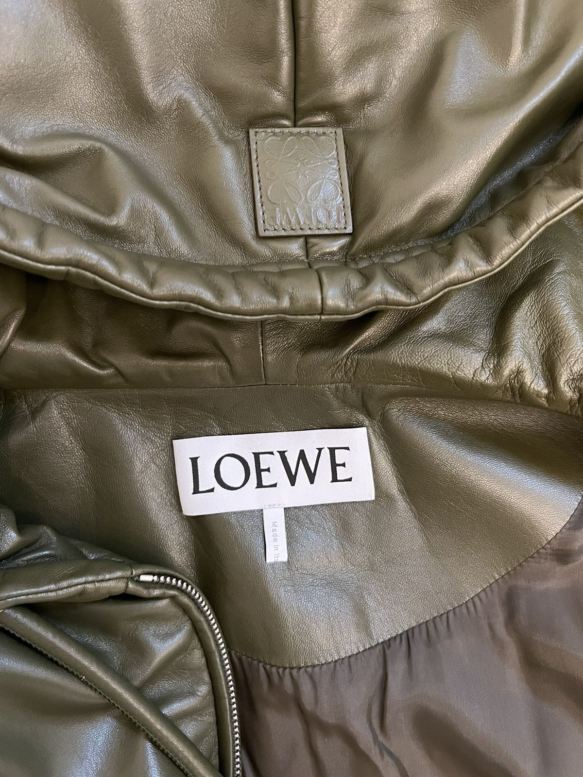 Loewe $8550 Loewe Zip-Up Puffer Leather Hoodie Green Size US S / EU 44-46 / 1 - 5 Thumbnail