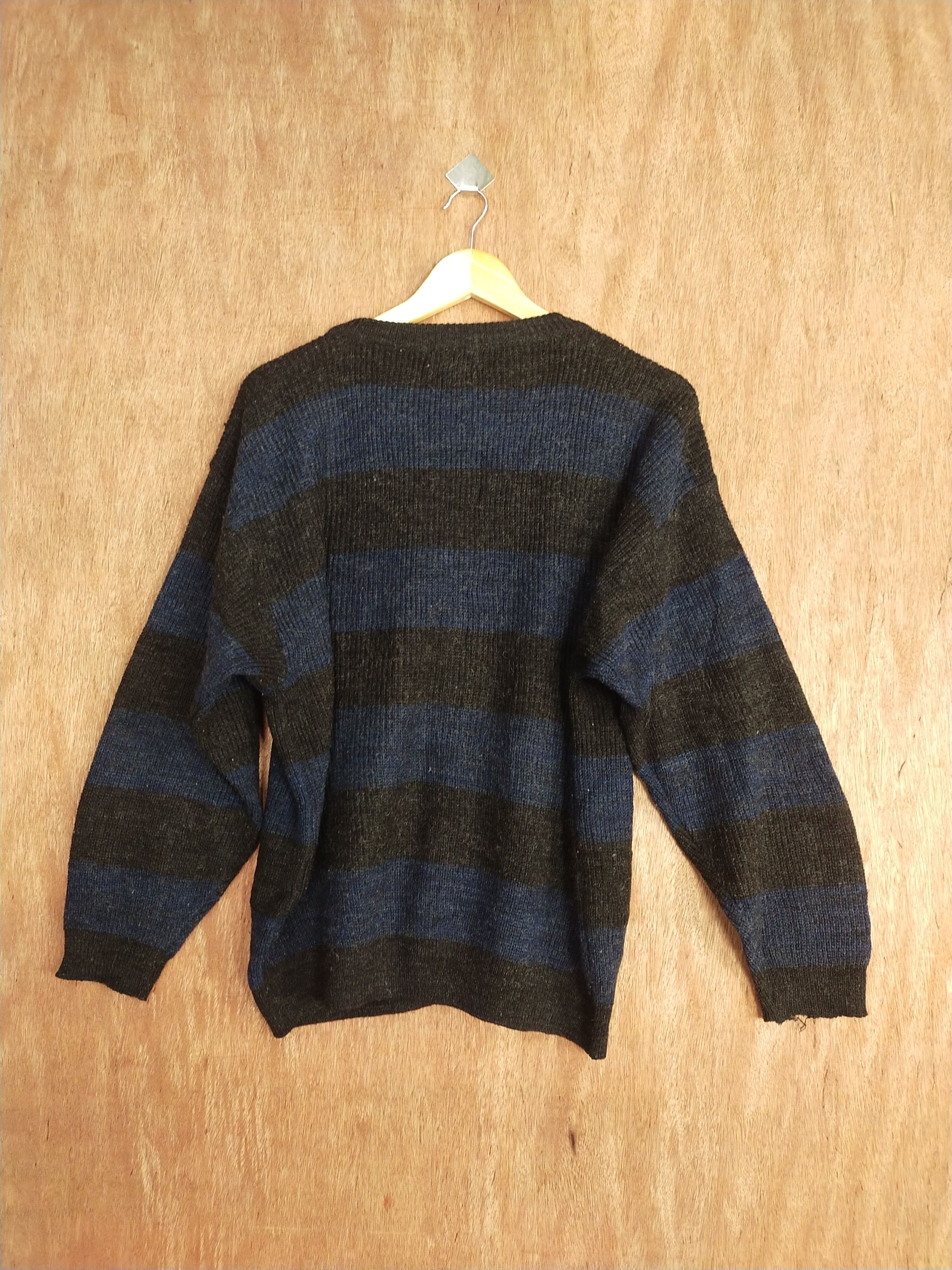 Japanese Brand DL Jez-It black blue stripe cardigan knitwear #S059 Size US M / EU 48-50 / 2 - 10 Thumbnail