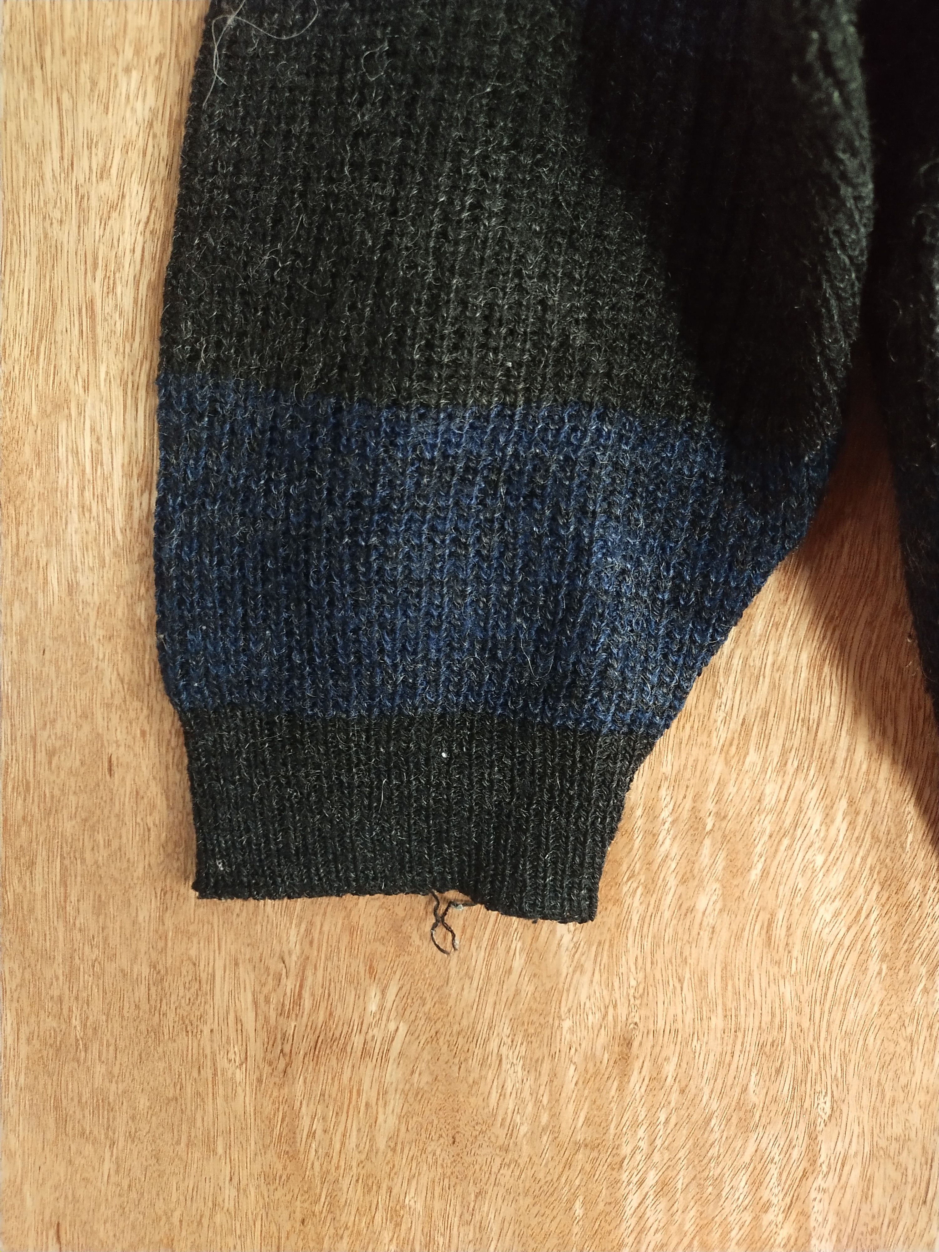 Japanese Brand DL Jez-It black blue stripe cardigan knitwear #S059 Size US M / EU 48-50 / 2 - 5 Thumbnail