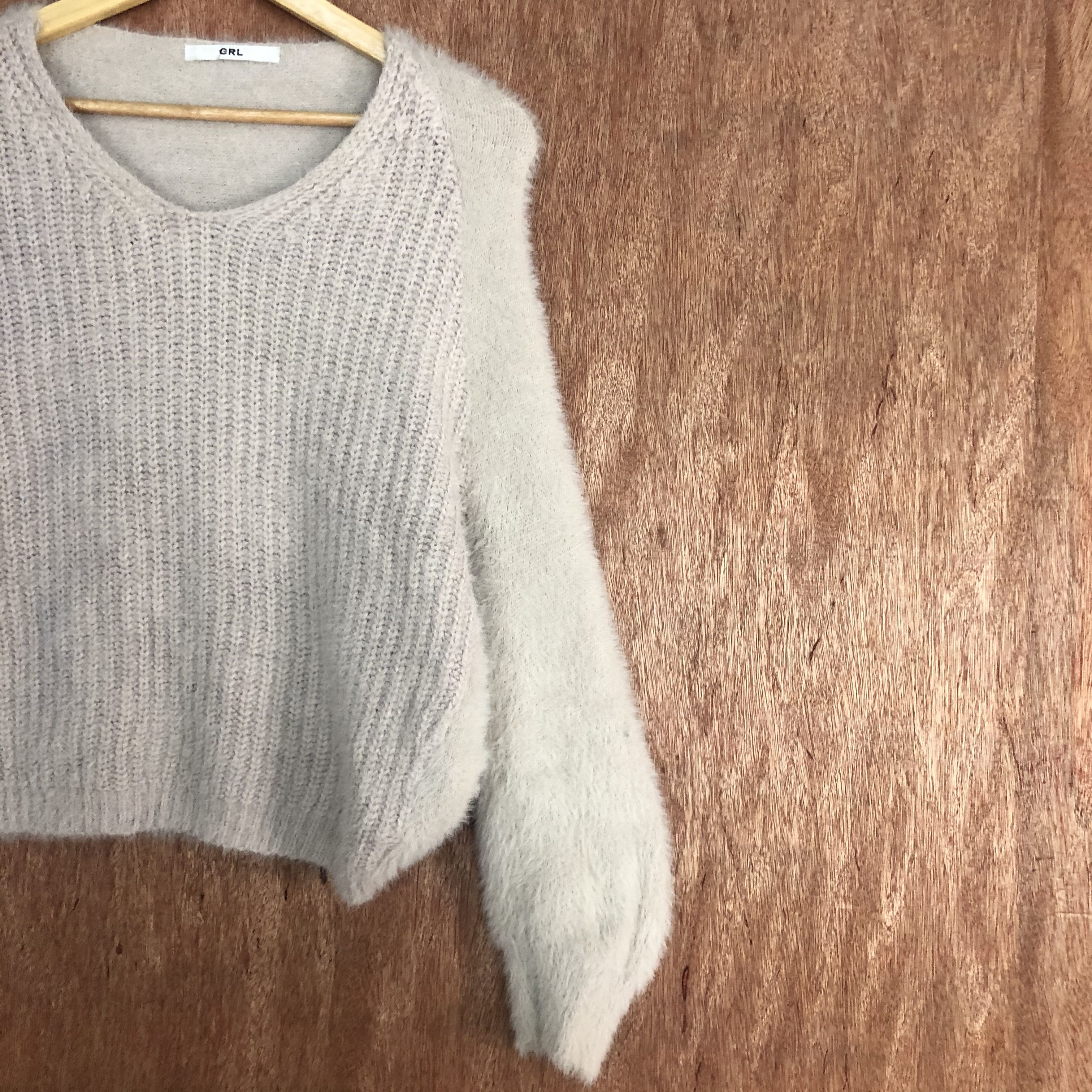 Homespun Knitwear DLL GRL Cream Mohair Shag Shaggy Knitwear #c514 Size US M / EU 48-50 / 2 - 5 Thumbnail