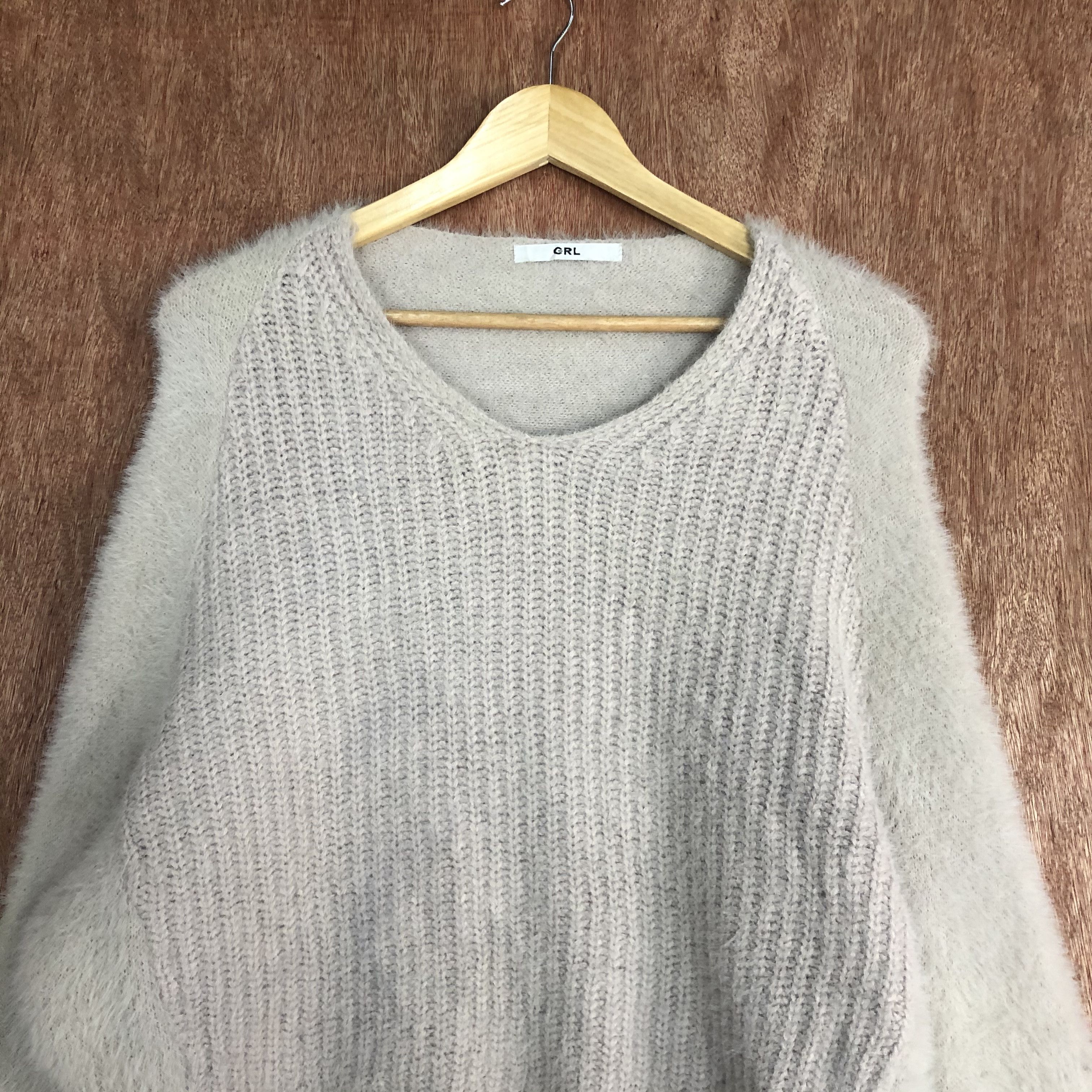 Homespun Knitwear DLL GRL Cream Mohair Shag Shaggy Knitwear #c514 Size US M / EU 48-50 / 2 - 8 Thumbnail
