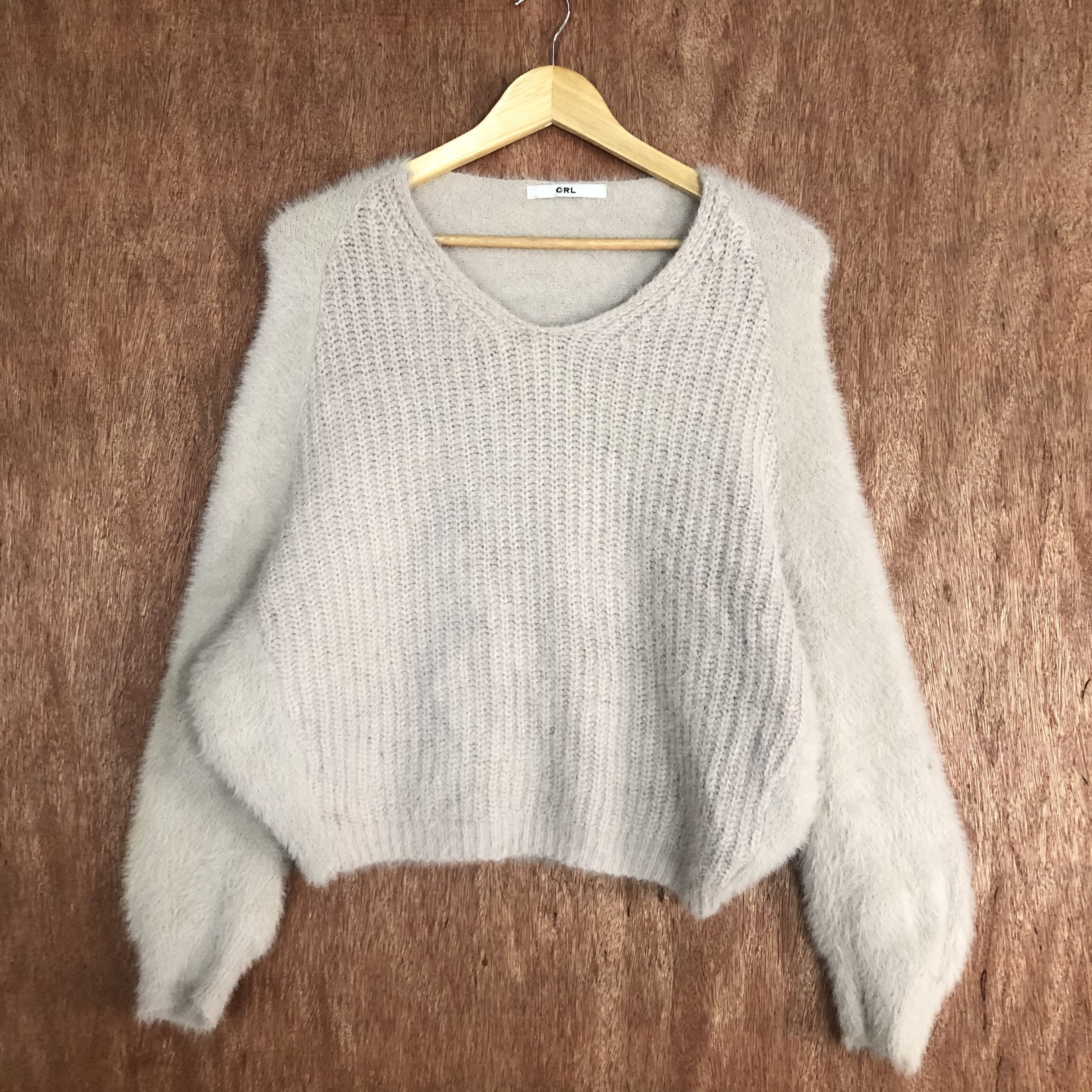 Homespun Knitwear DLL GRL Cream Mohair Shag Shaggy Knitwear #c514 Size US M / EU 48-50 / 2 - 3 Thumbnail