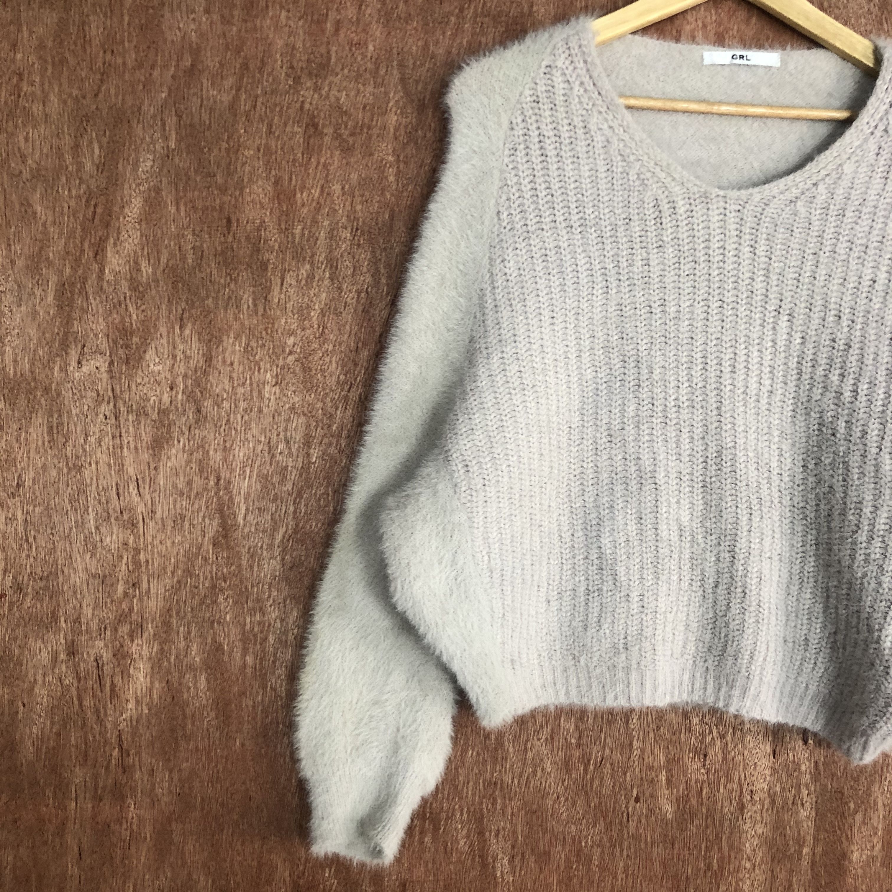 Homespun Knitwear DLL GRL Cream Mohair Shag Shaggy Knitwear #c514 Size US M / EU 48-50 / 2 - 7 Thumbnail