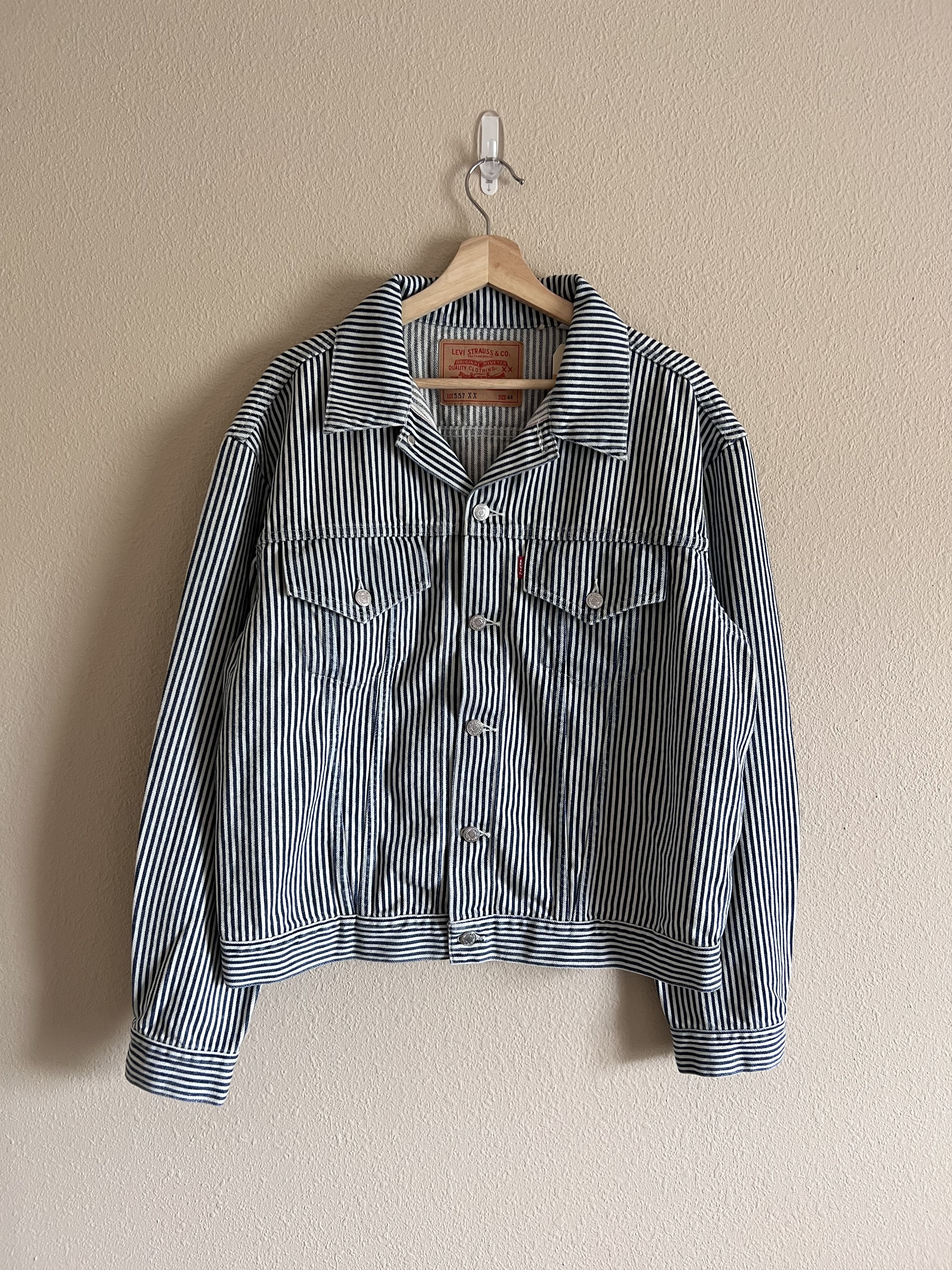 Levi's Levi's Nigo 557XX Hickory Stripe Denim Trucker Jacket | Grailed