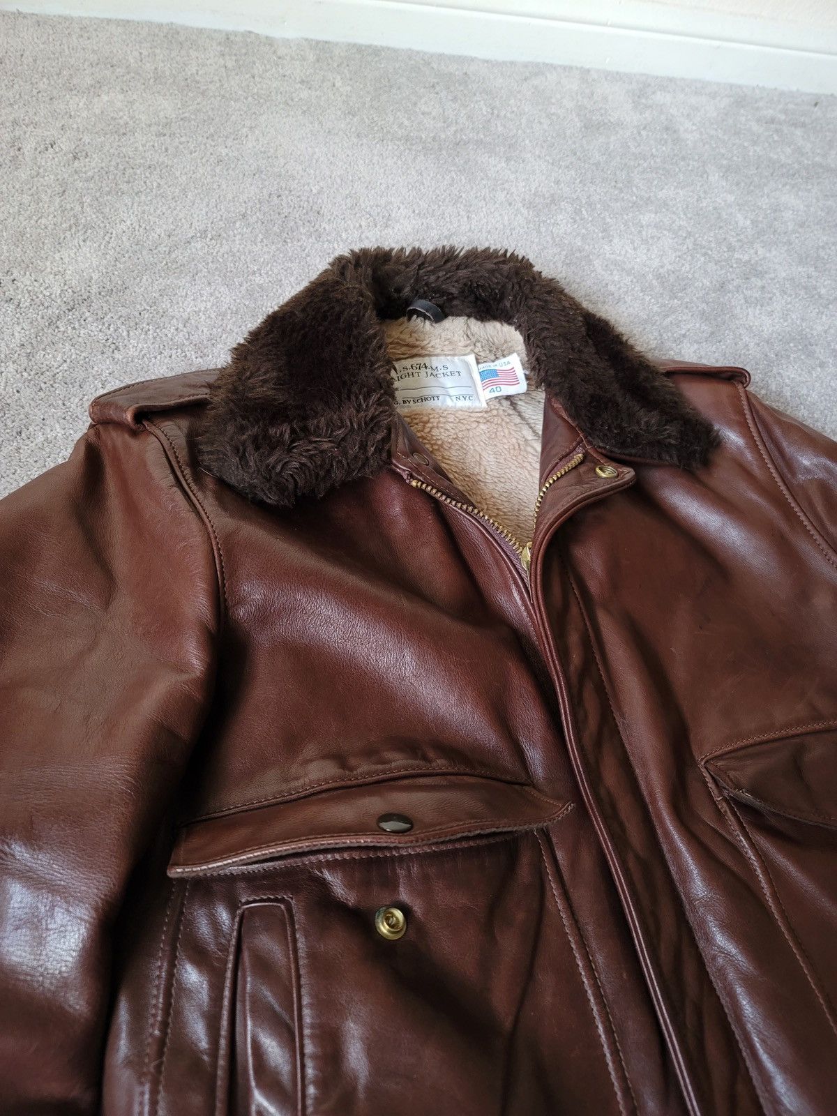 Schott Vintage Schott IS-674-MS Bomber - Sz 40 Size US M / EU 48-50 / 2 - 15 Thumbnail