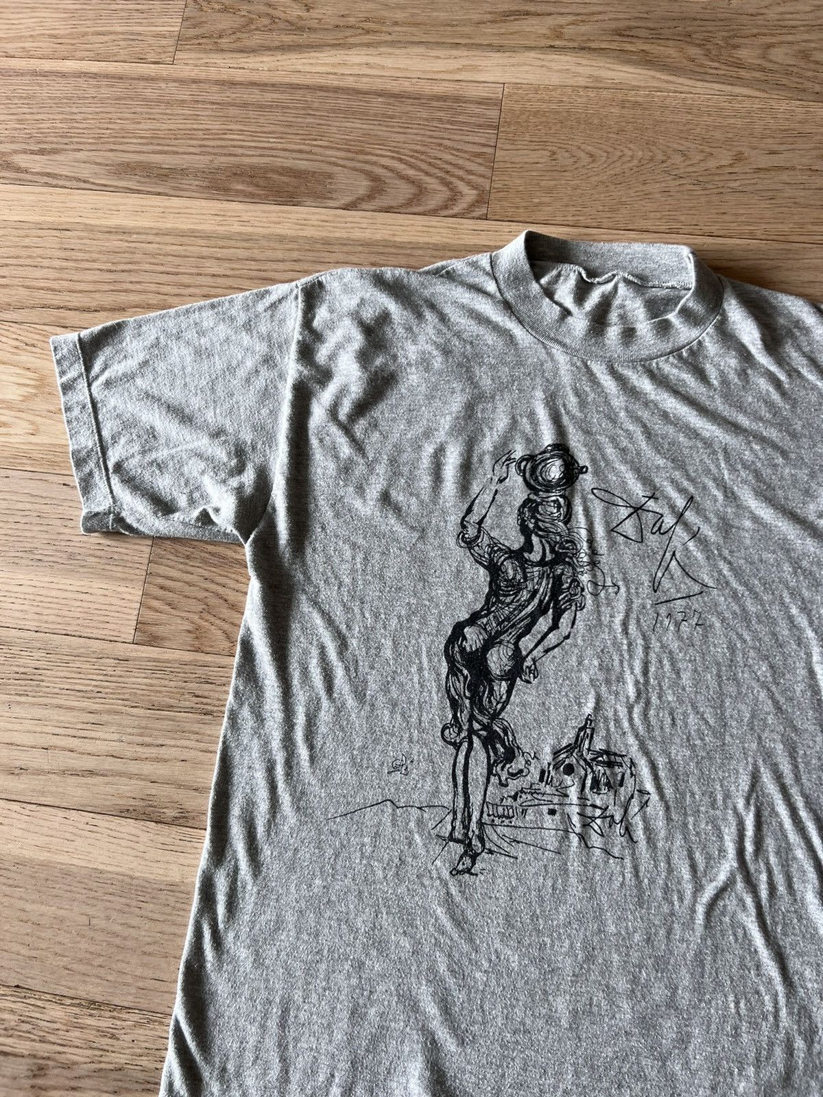 Vintage Salvador Dali Art Sketch T Shirt 80s Escher Warhol