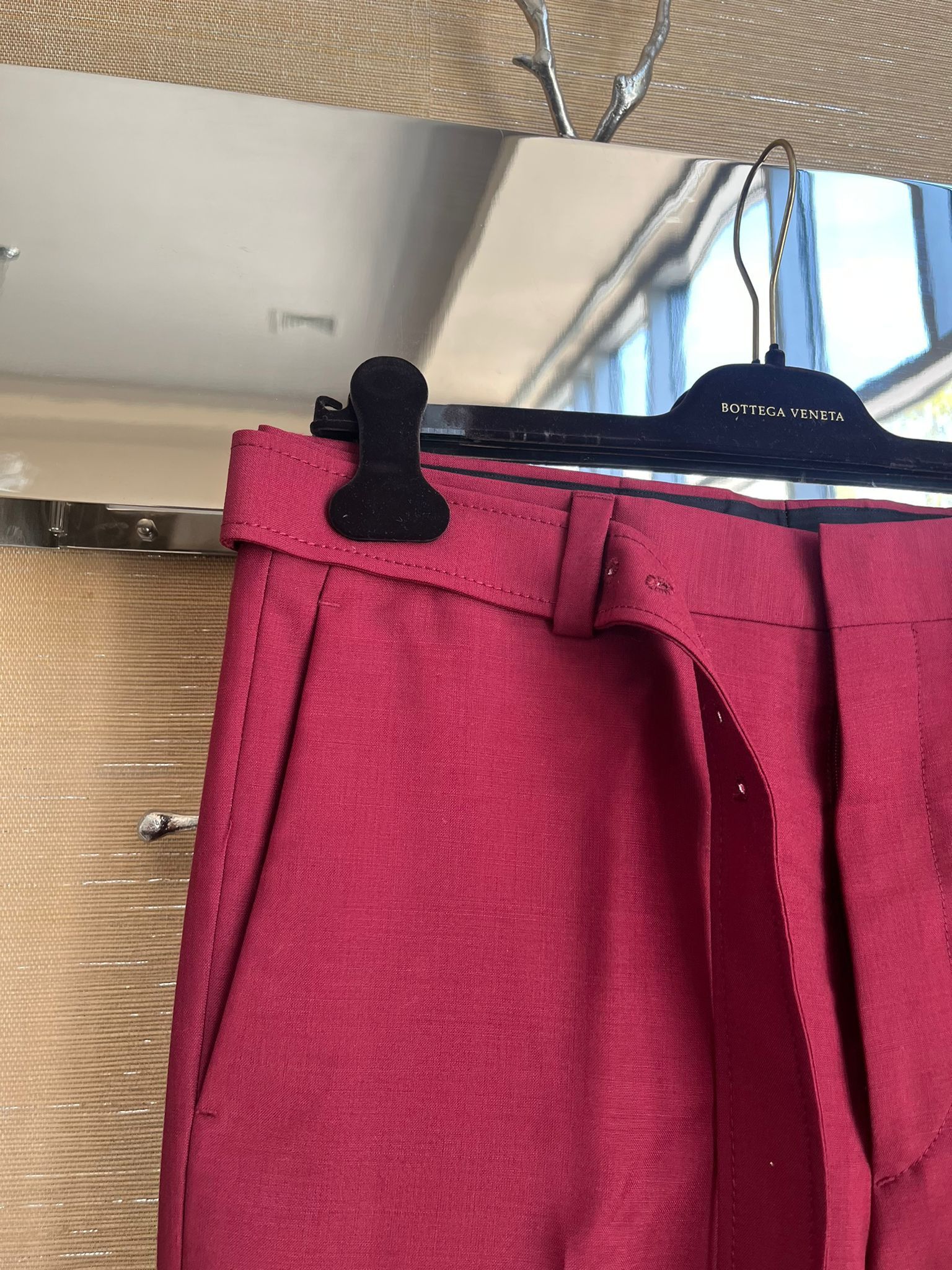 Prada Summer Kid Mohair Belted Pants in Cherry Size US 30 / EU 46 - 3 Thumbnail