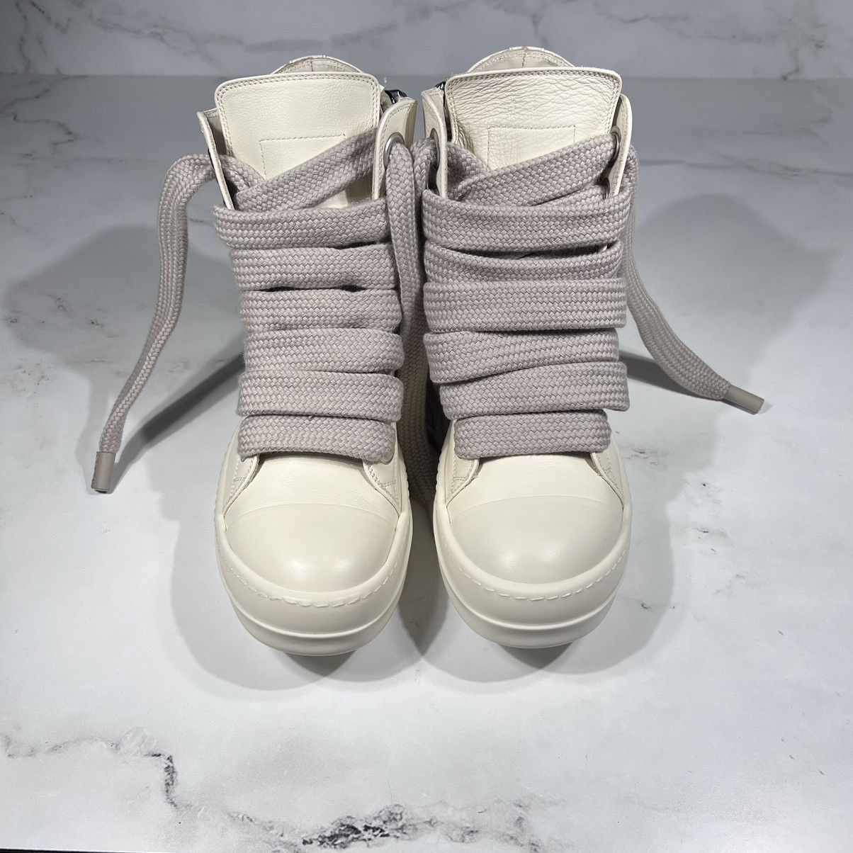 Rick Owens Rick Owens Ramones Milk Leather Thick Lace High Top Sneakers Size US 7 / IT 37 - 7 Thumbnail