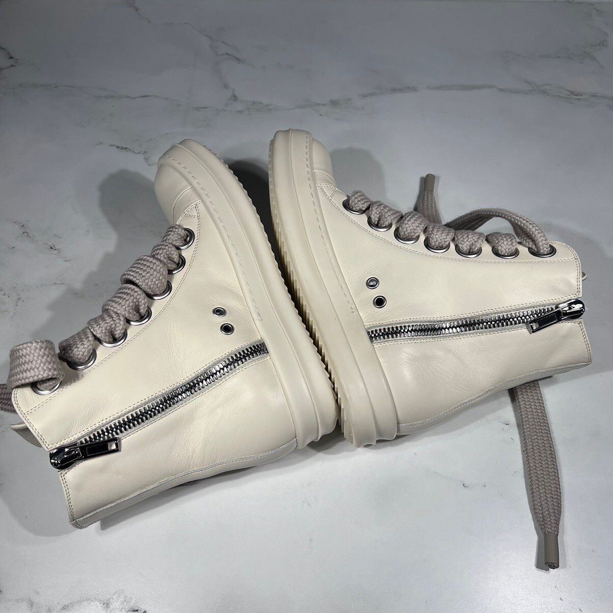 Rick Owens Rick Owens Ramones Milk Leather Thick Lace High Top Sneakers Size US 7 / IT 37 - 10 Thumbnail