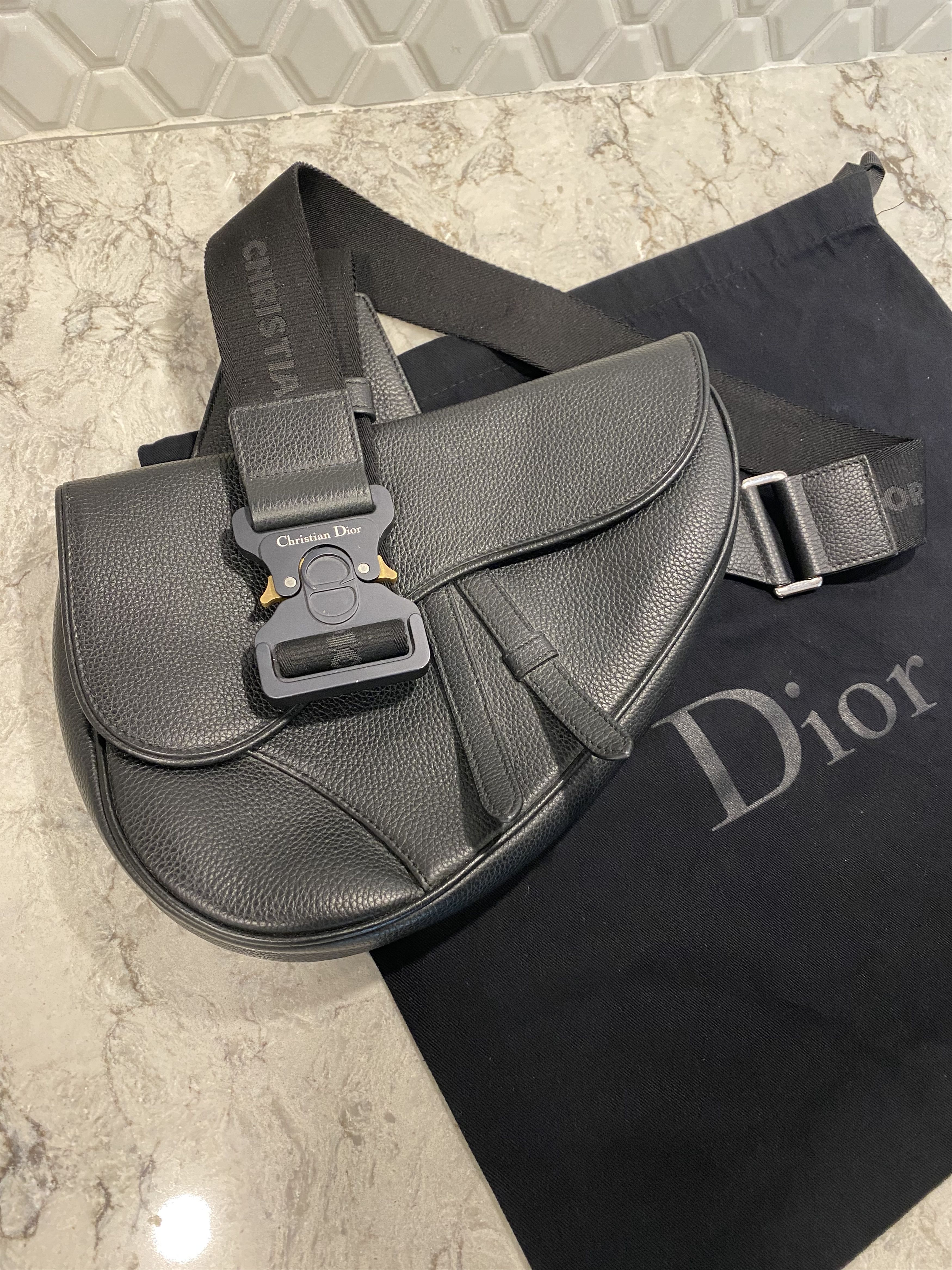 Pre-owned Dior Black Sacai Saddle Men's Bag In Default Title