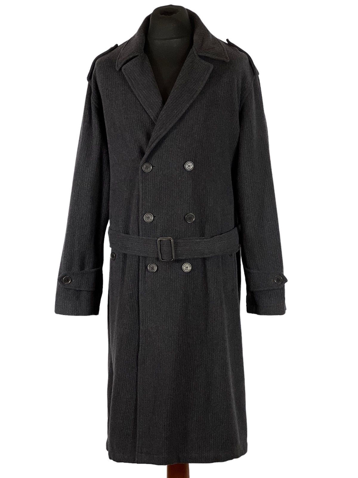 image of Archival Clothing Vintage Moschino Jeans Uomo Wool Grey Men's Coat (Size Medium)