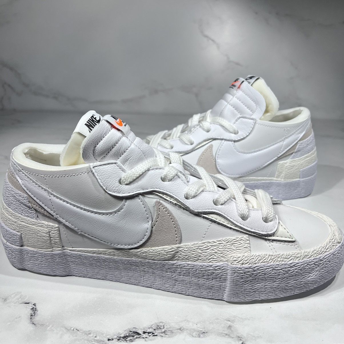 Nike X Sacai Blazer Low White Patent Sail Low Top Sneakers