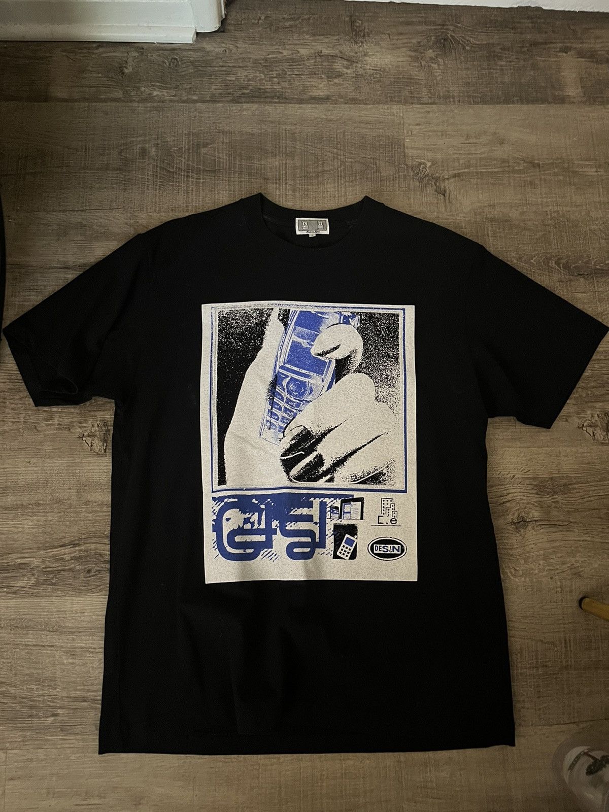 image of Cav Empt Cell Phone Tee in Black, Men's (Size Large)