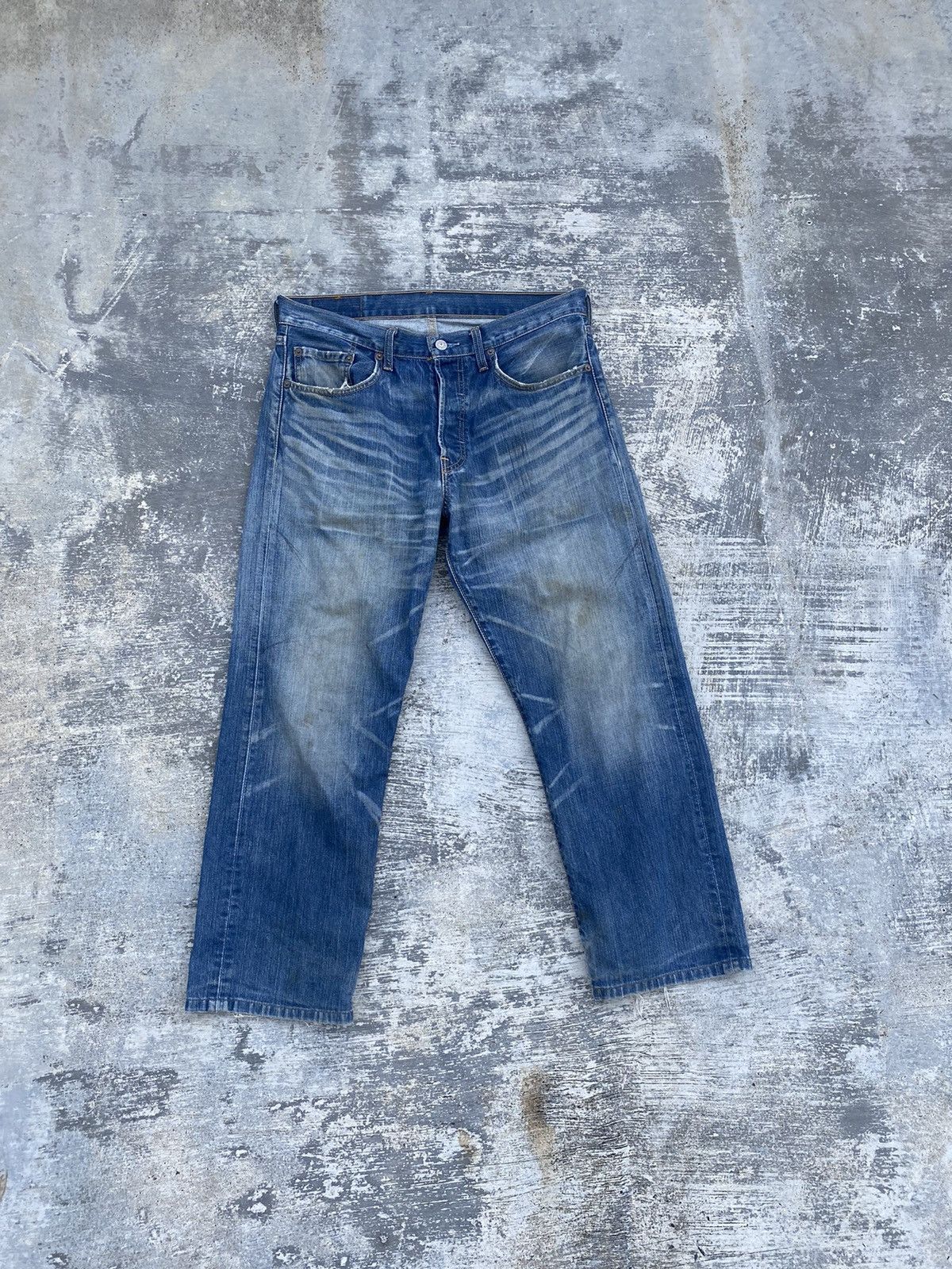 image of Distressed Denim x Levis Vintage Levis 501 Distressed Washed Cowboy Punk Rave Trash in Denim (Size 