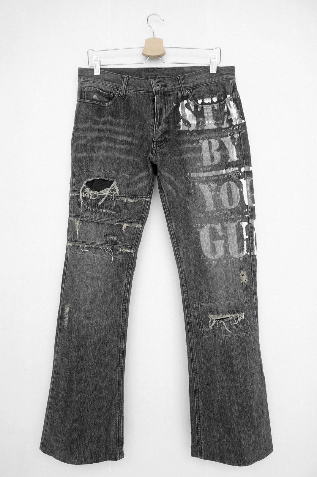 Japanese Brand VTG EDGE RUPERT Riot Ripped Distressed Faded Black Jeans Size US 32 / EU 48 - 2 Thumbnail