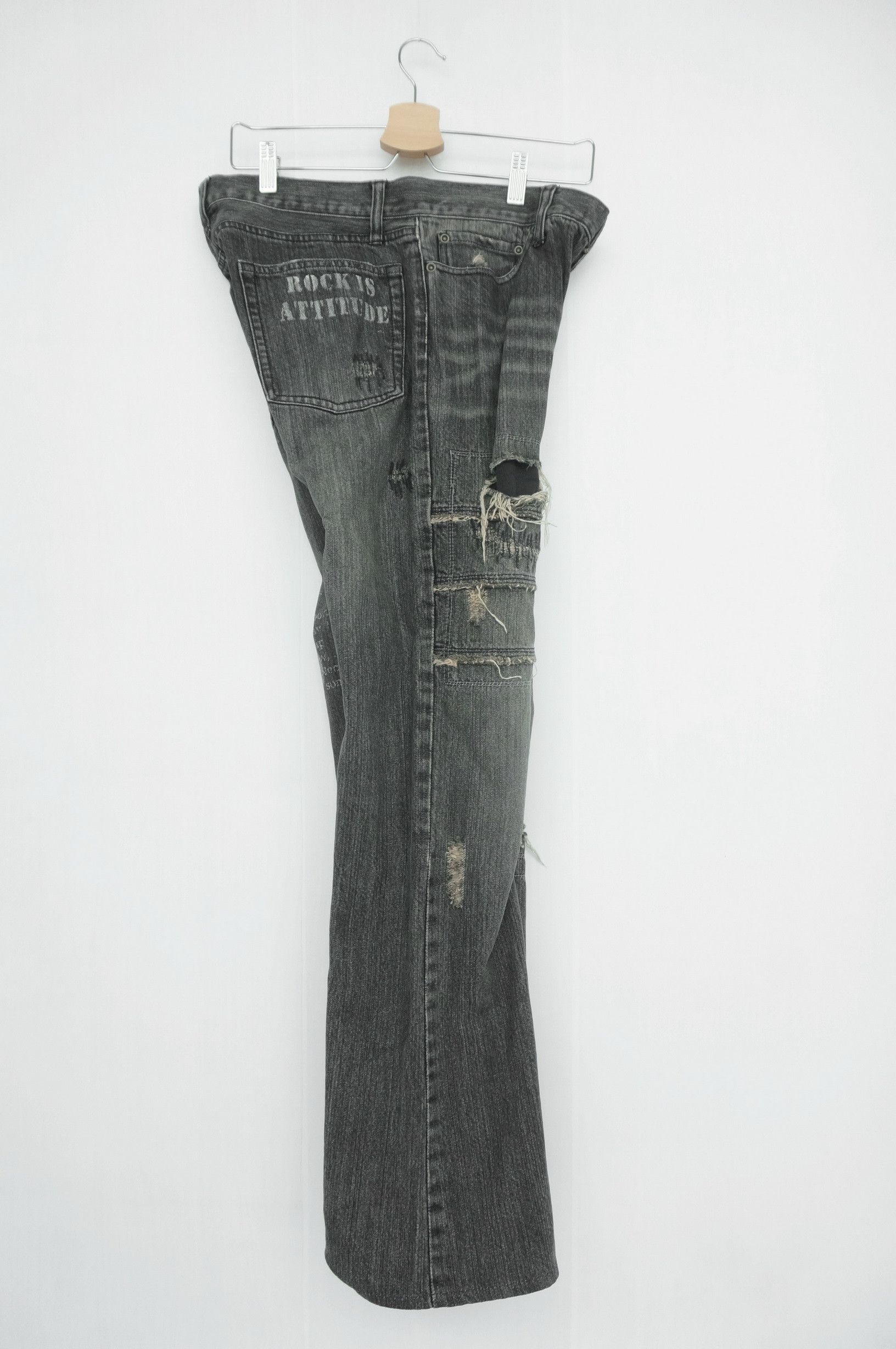 Japanese Brand VTG EDGE RUPERT Riot Ripped Distressed Faded Black Jeans Size US 32 / EU 48 - 10 Thumbnail