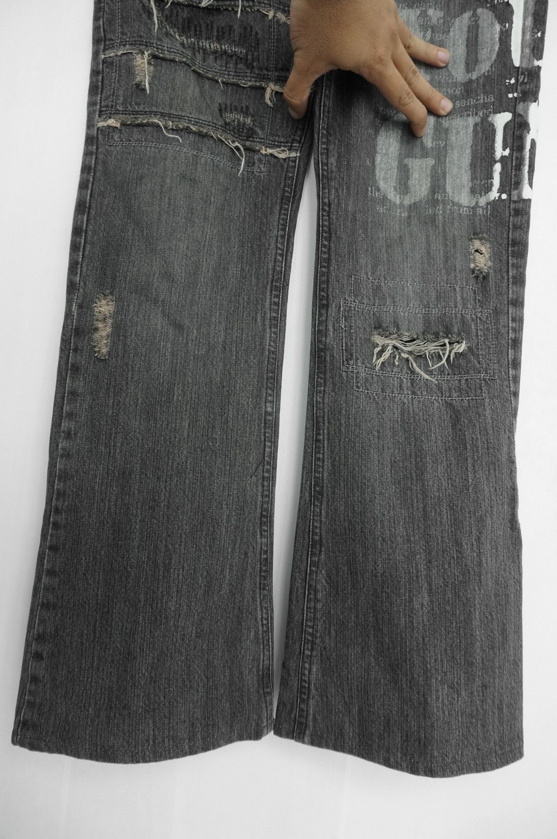 Japanese Brand VTG EDGE RUPERT Riot Ripped Distressed Faded Black Jeans Size US 32 / EU 48 - 6 Thumbnail