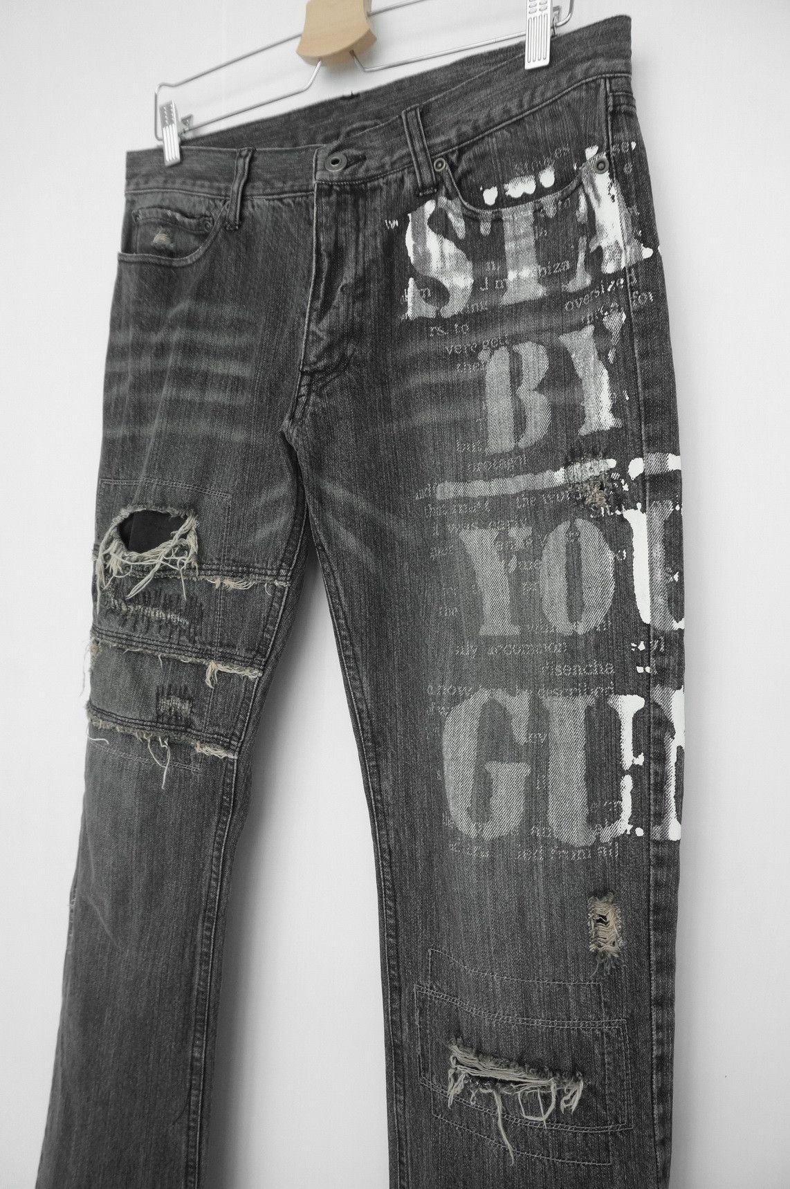 Japanese Brand VTG EDGE RUPERT Riot Ripped Distressed Faded Black Jeans Size US 32 / EU 48 - 4 Thumbnail