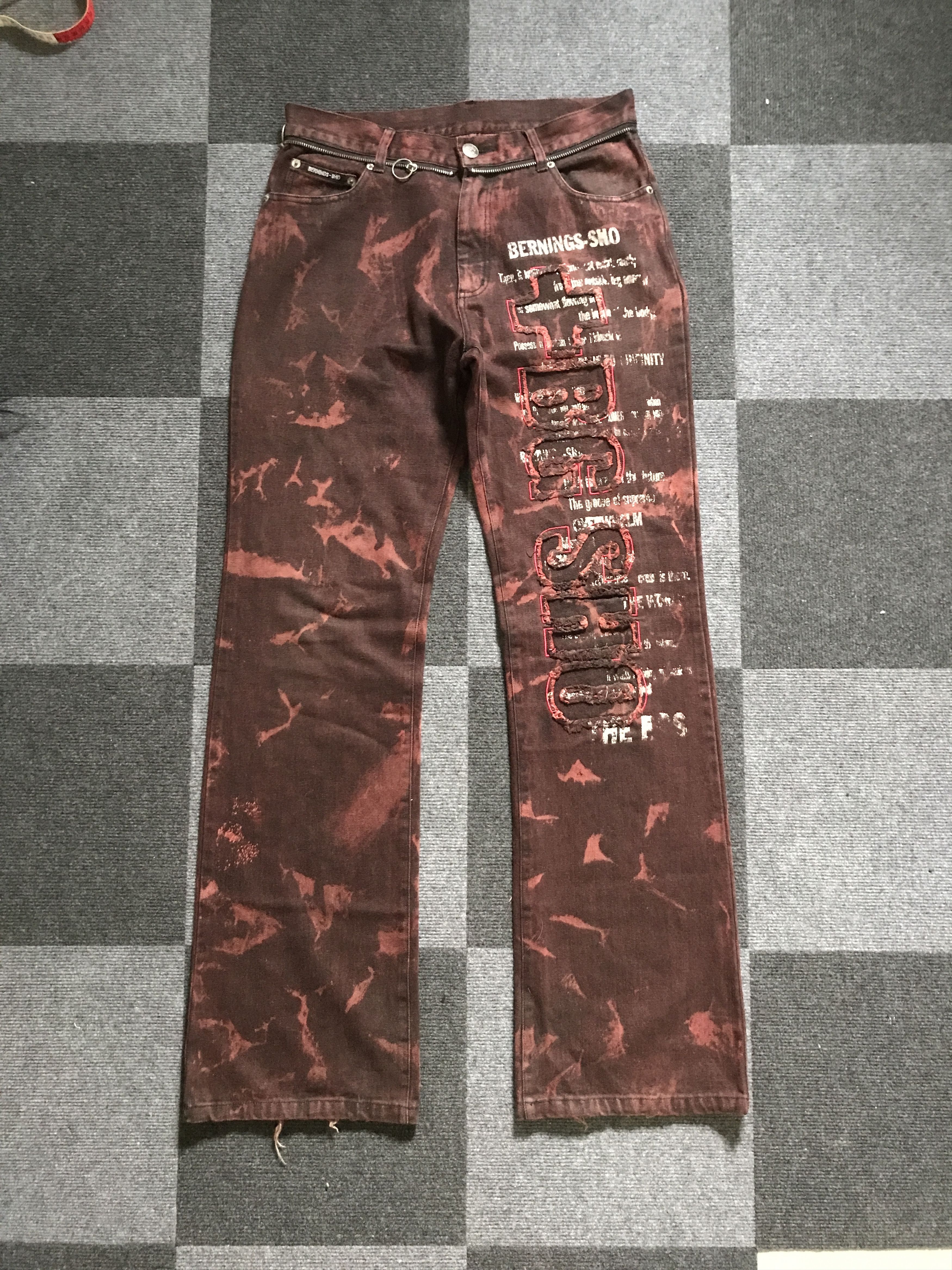 Japanese Brand D97 BERNINGS SHO Punk Seditionaries Flare Distressed Jeans Size US 30 / EU 46 - 4 Thumbnail
