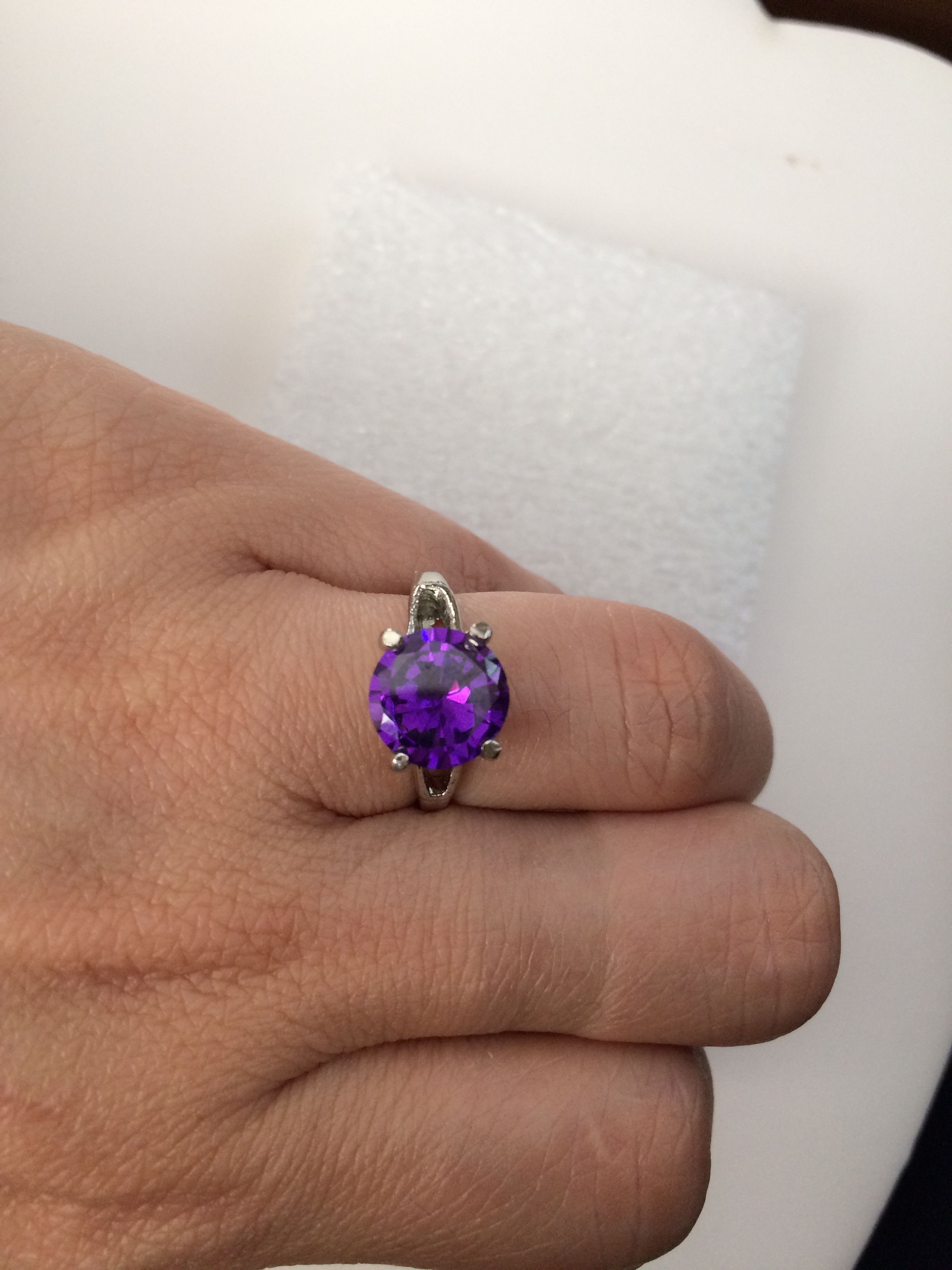 Jewelry Purple CZ Ring - Size 5.75 Size ONE SIZE - 3 Thumbnail