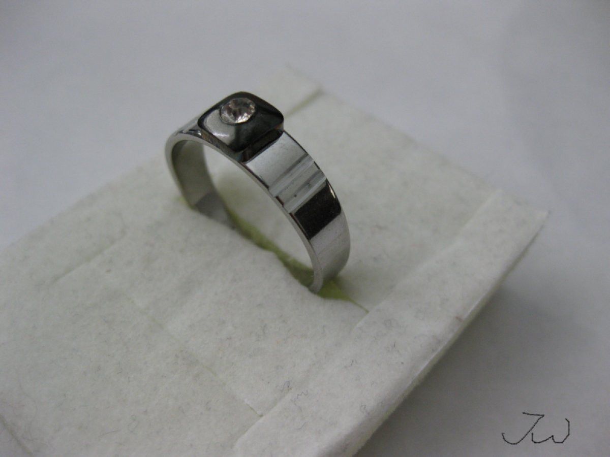 Handmade CZ Square Stainless Steel Ring - size 8.5 Size ONE SIZE - 2 Thumbnail