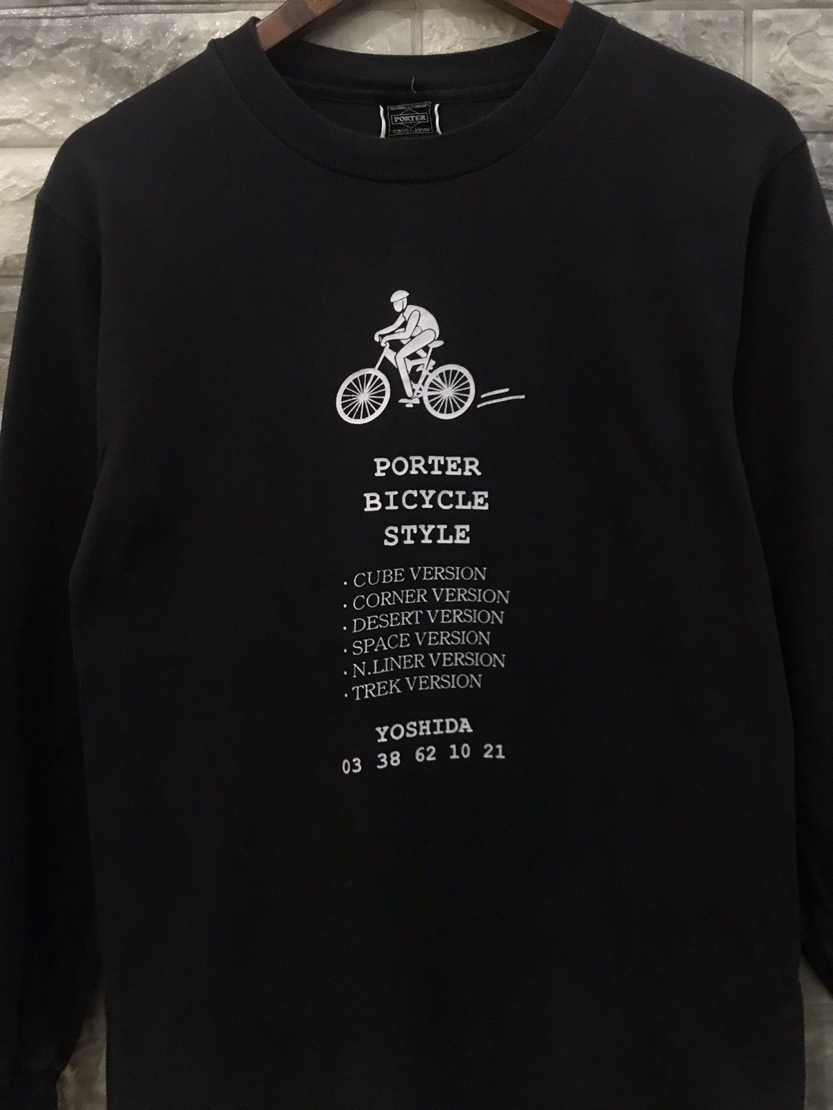 image of Hanes x Porter Vintage Porter Bicycle Style T-Shirt in Black, Men's (Size Small)