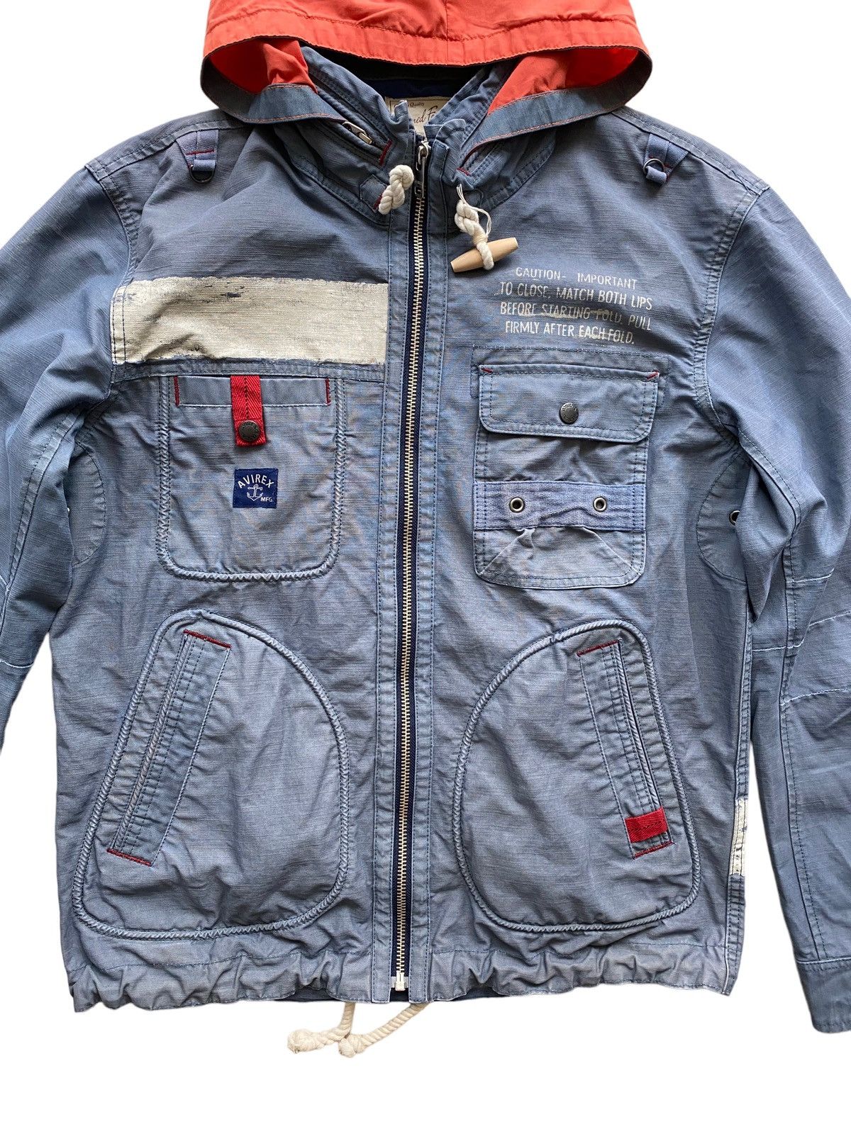 Avirex Vintage AVIREX Parka jacket design Hoodie rare Size US XL / EU 56 / 4 - 3 Thumbnail