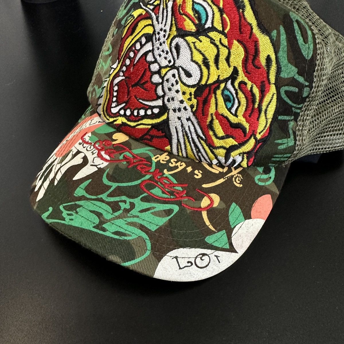 Christian Audigier × Ed Hardy × Vintage Ed Hardy Y2K Tattowear Olive Cap Size ONE SIZE - 6 Thumbnail