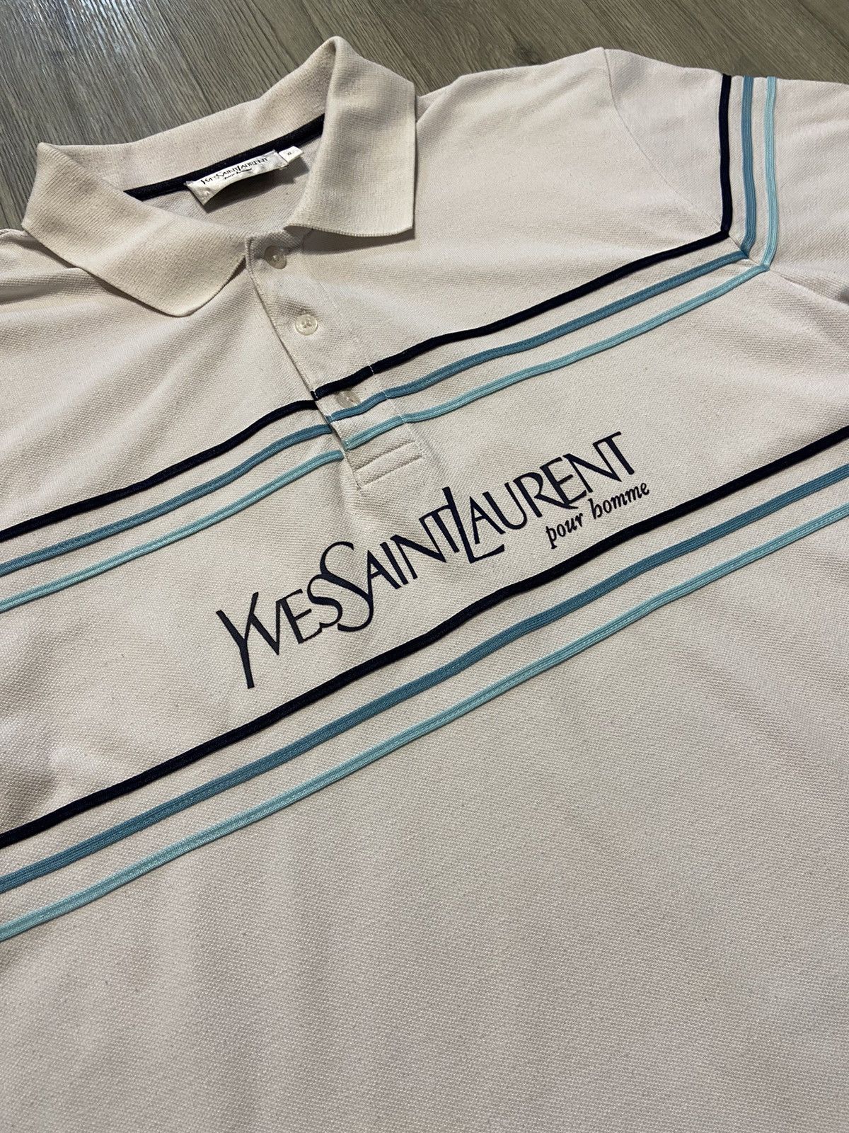 Vintage × Yves Saint Laurent Yves Saint Laurent Big Logo Polo Size US XL / EU 56 / 4 - 2 Thumbnail