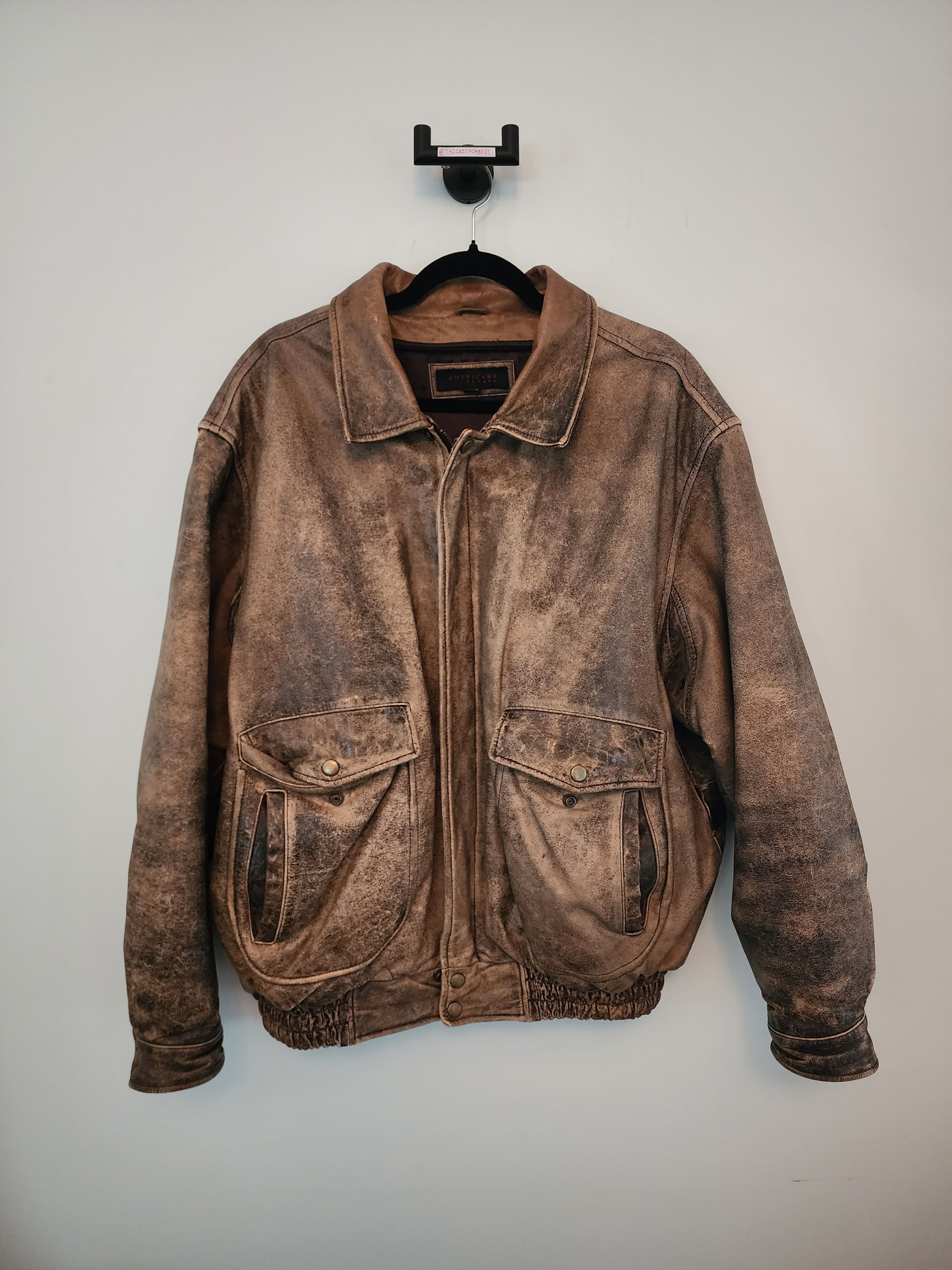 Leather Jacket × Very Rare × Vintage Vintage Sun Faded Thick