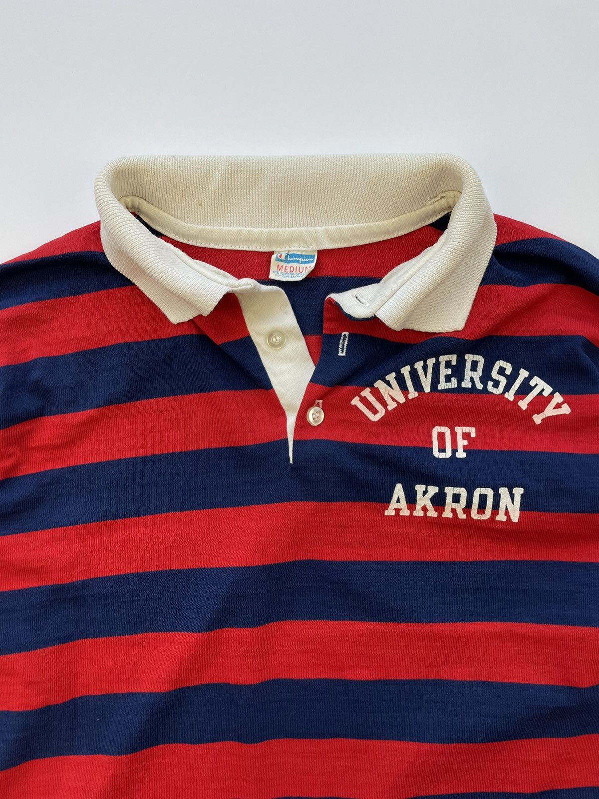 Vintage Vintage 80s Champion University Of Akron Long Sleeve Polo Size US M / EU 48-50 / 2 - 2 Preview