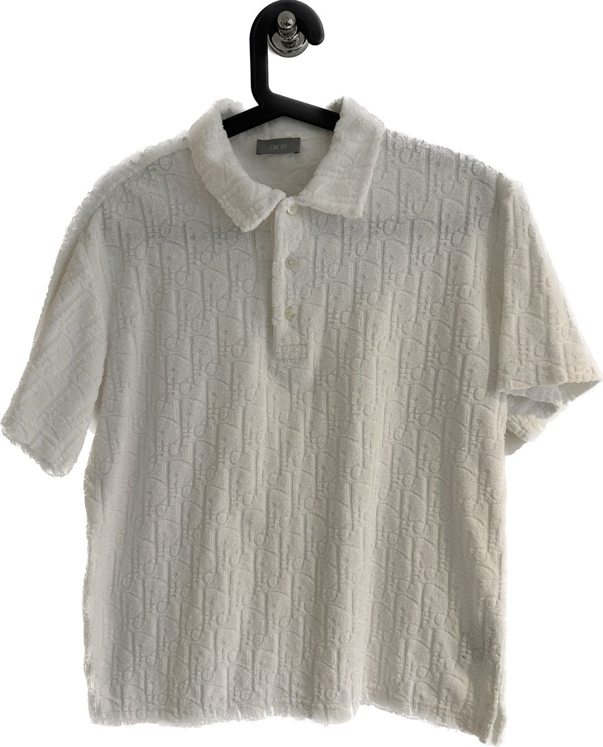 Dior White Oblique Towel Polo Shirt