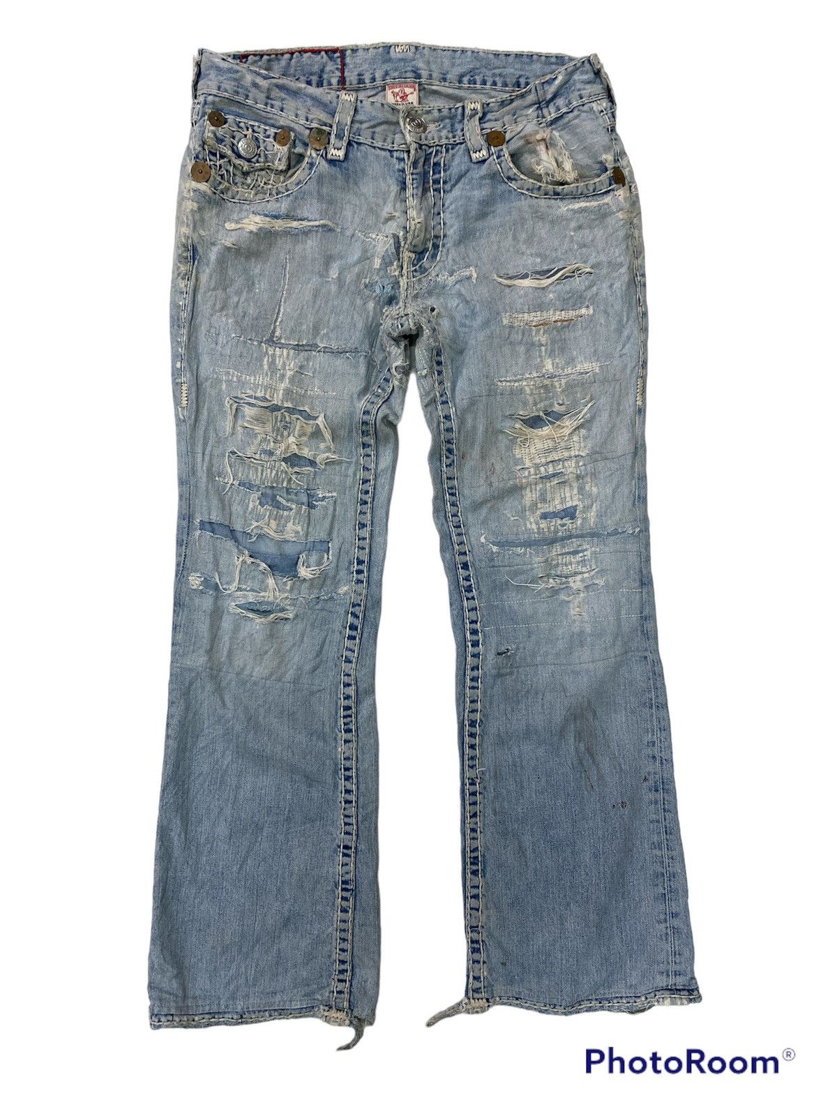 True Religion × Vintage Vintage True Religion Reworked Distressed Denim Size US 36 / EU 52 - 1 Thumbnail