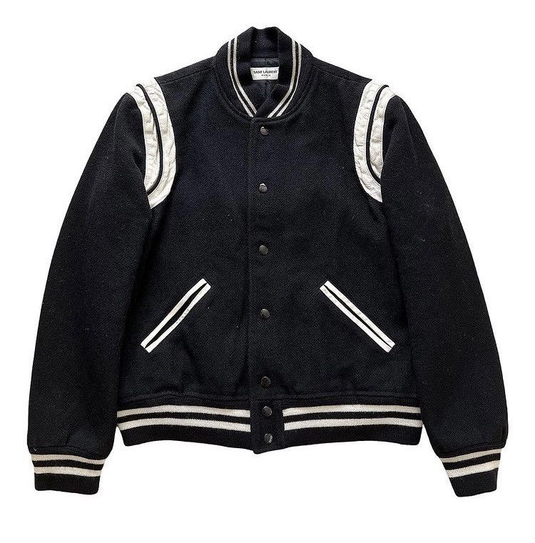image of Saint Laurent Paris Saint Laurent 2017 Hedi Classic Black Teddy Jacket in Black/White (Size Large)