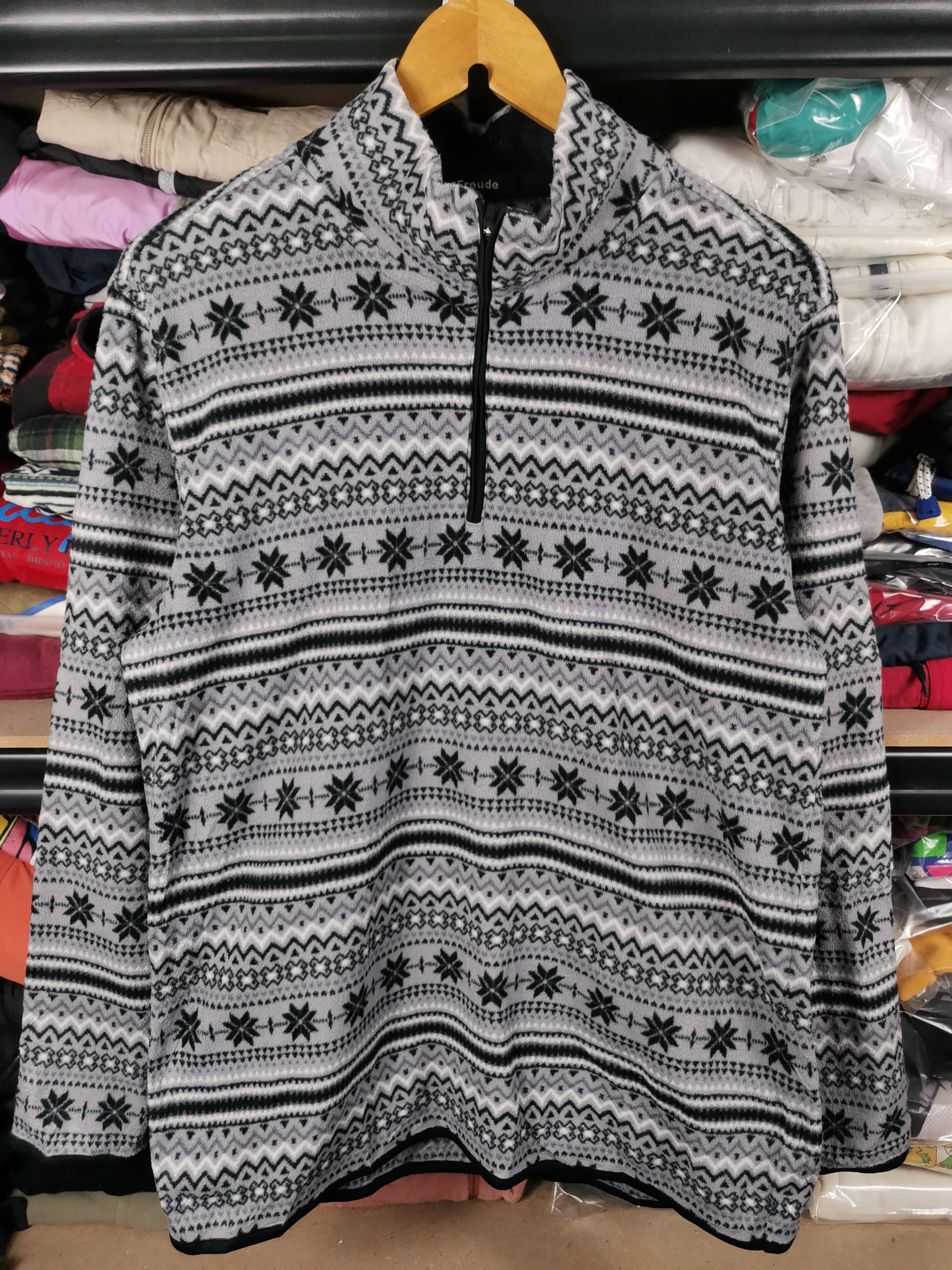 image of Archival Clothing x Vintage Freude Navajo Native Art Sweater in Grey (Size Medium)