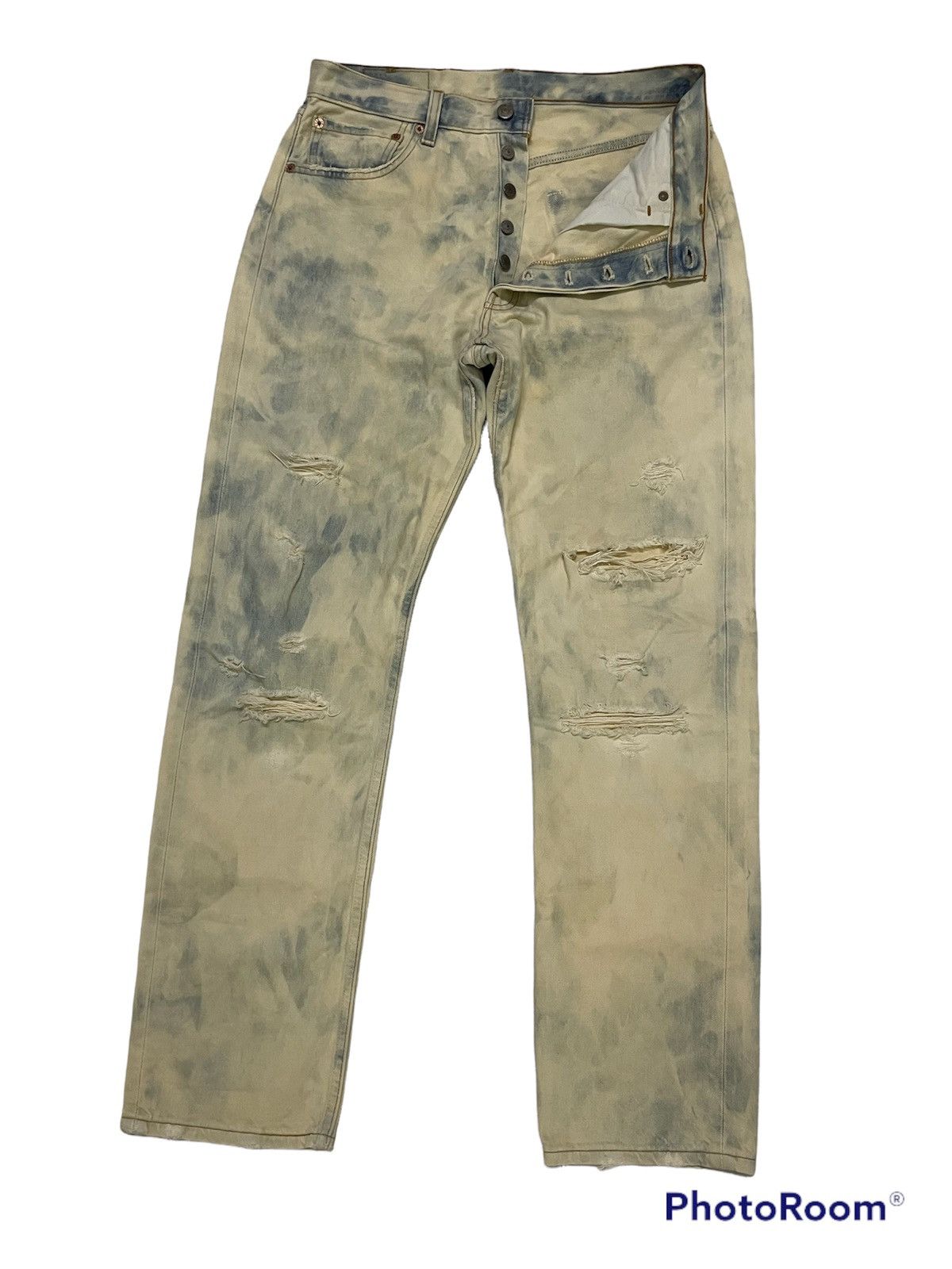 Levi's Vintage Levis 501 Bleach Distressed Denim Kurt Cobain Style Size US 32 / EU 48 - 2 Thumbnail