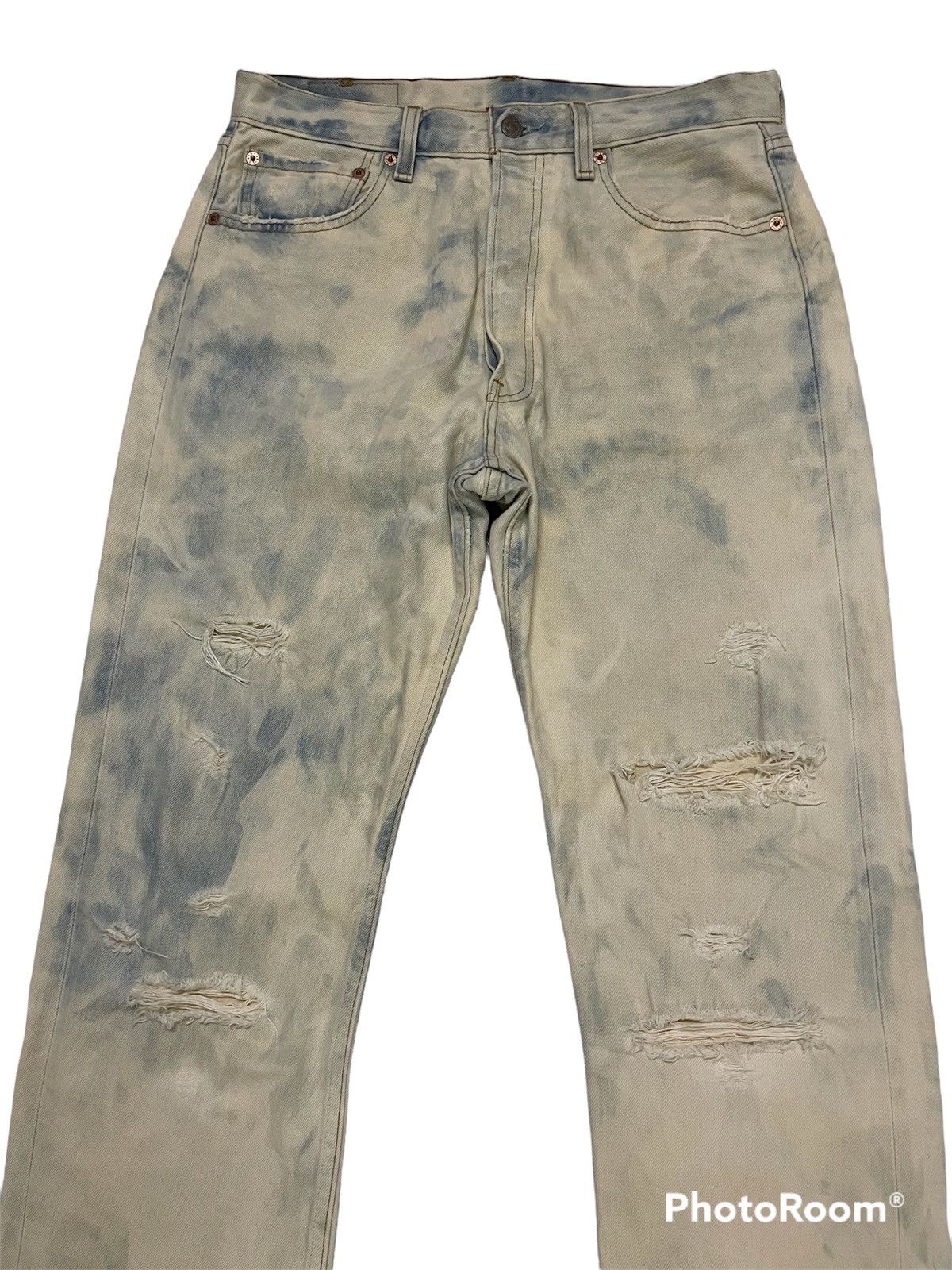 Levi's Vintage Levis 501 Bleach Distressed Denim Kurt Cobain Style Size US 32 / EU 48 - 3 Thumbnail