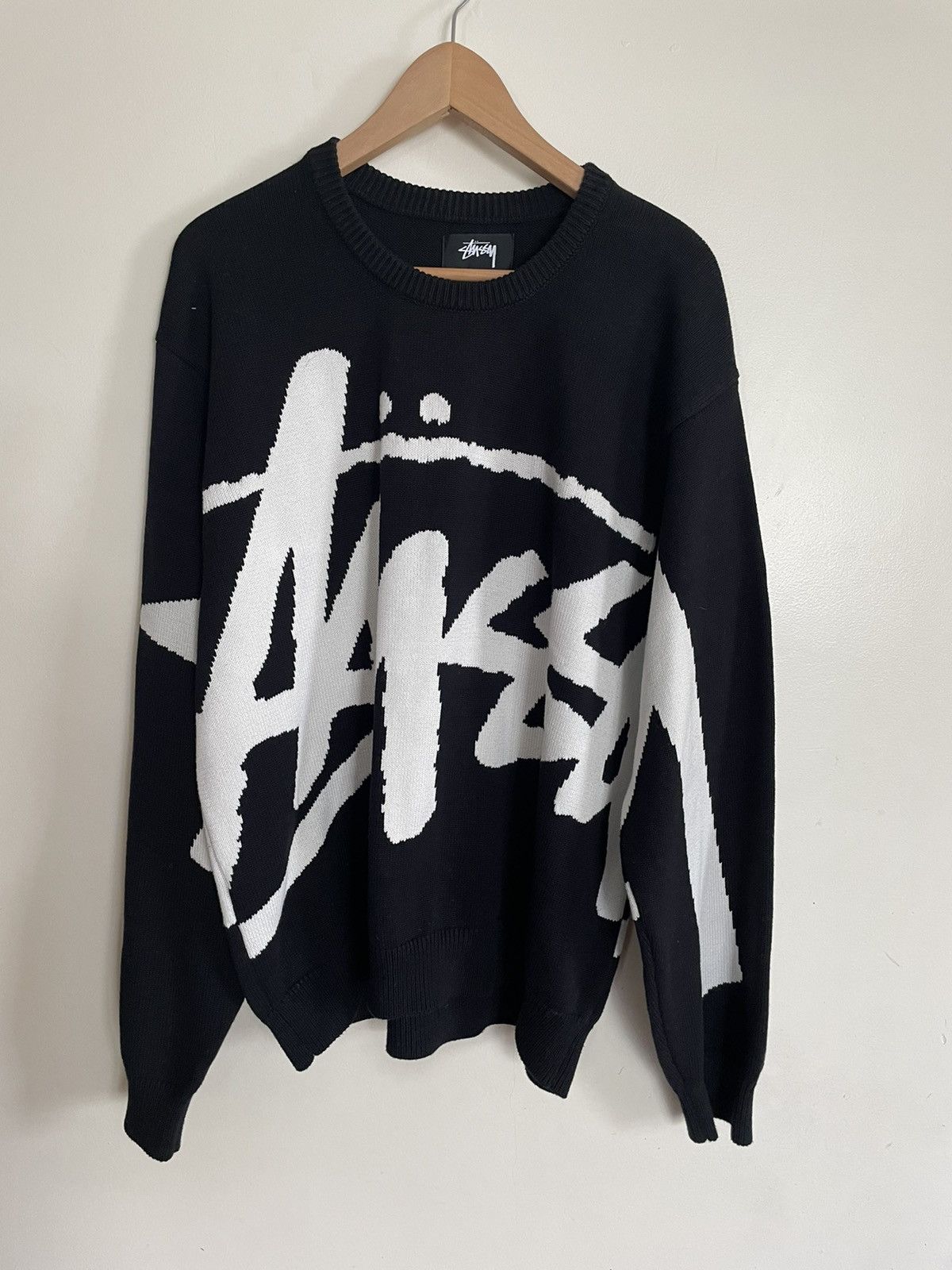 Stussy Stussy Stock Logo Knit Sweater Large Black | Grailed