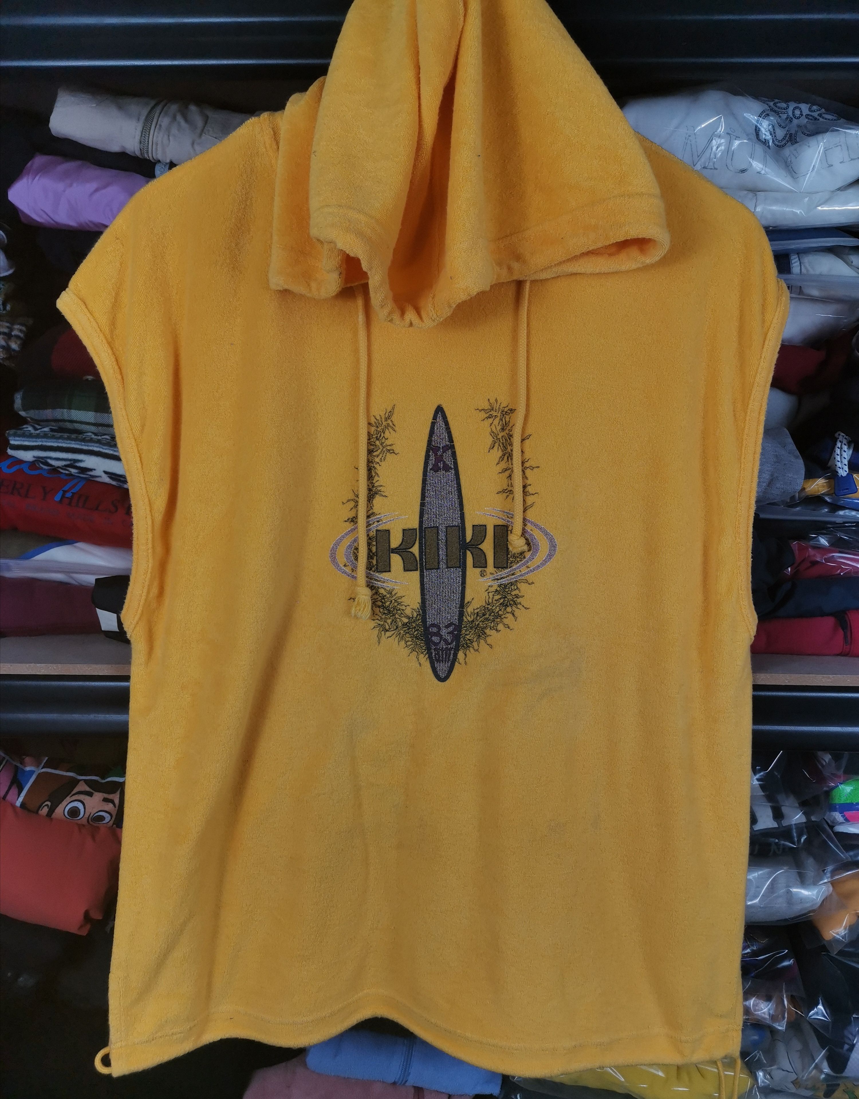 image of Hawaiian Shirt x Made In Hawaii Vintage 90's Honolulu Hawaiian Kiki Vest Hoodie in Yellow (Size Med