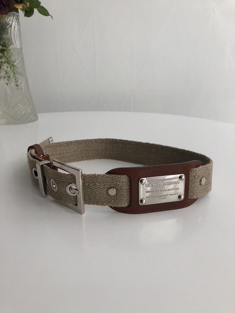 Dolce & Gabbana Dolce & Gabbana Beige Canvas and Leather Women's Belt Size ONE SIZE - 2 Thumbnail