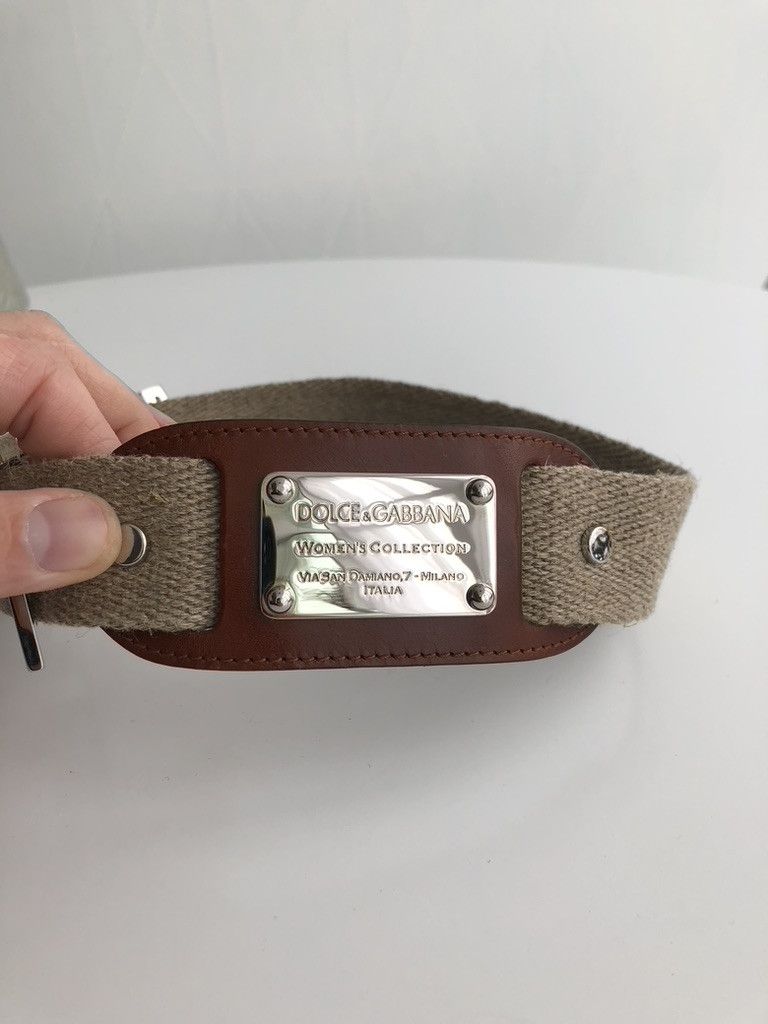 Dolce & Gabbana Dolce & Gabbana Beige Canvas and Leather Women's Belt Size ONE SIZE - 3 Thumbnail